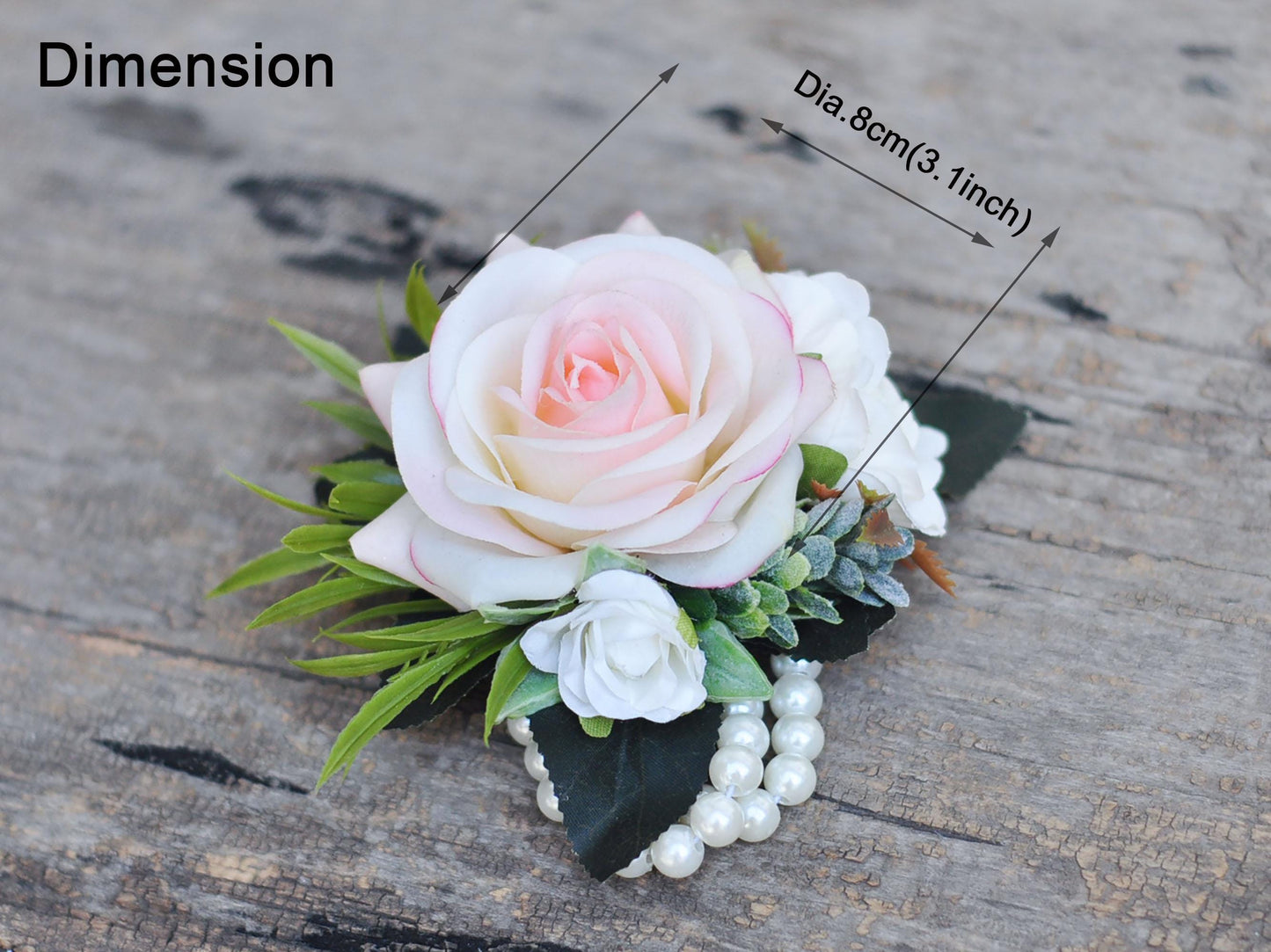 Rustic Real Touch Champagne Pink Rose Wrist Corsage, Real Touch Pearl Bracelet Mom, Boho Wedding Gift For Her, Anniversary Gift, Party Event