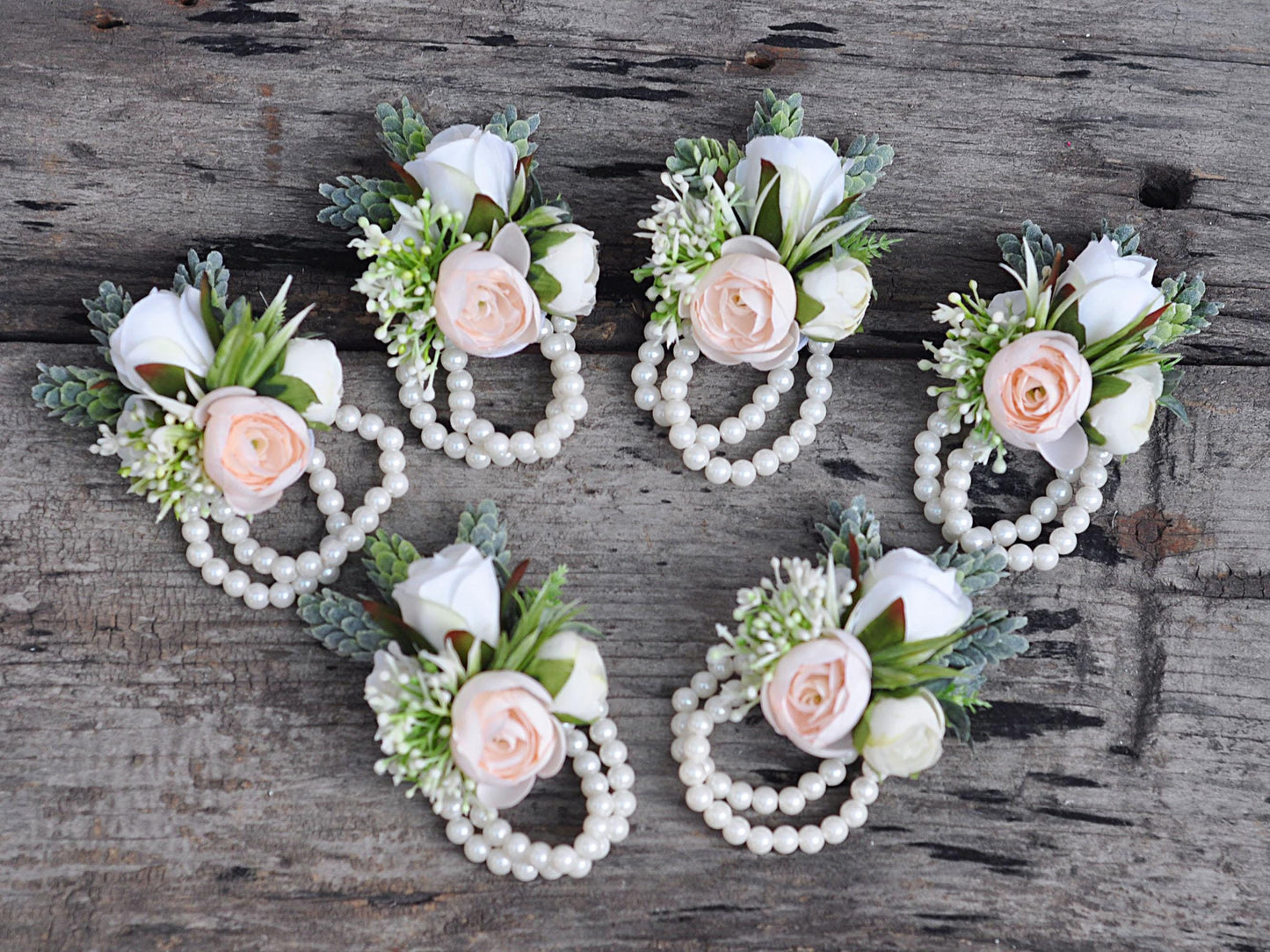 Personalized Champagne Rose Pearl Bracelet Wrist Corsage Gift For Her Rustic Wedding,Bridesmaid,Prom,Mom,Bridal Accessories,Boutonniere Gift