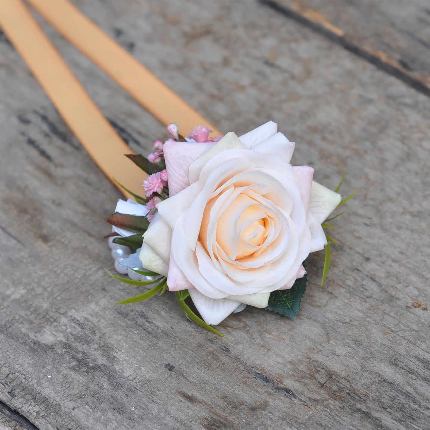 Personalized Champagne Pink Rose Pearl Bracelet Wrist Corsage, Bridesmaid Gift for Her, Mom, Bridal Accessories, Best Man Boutonniere Prom