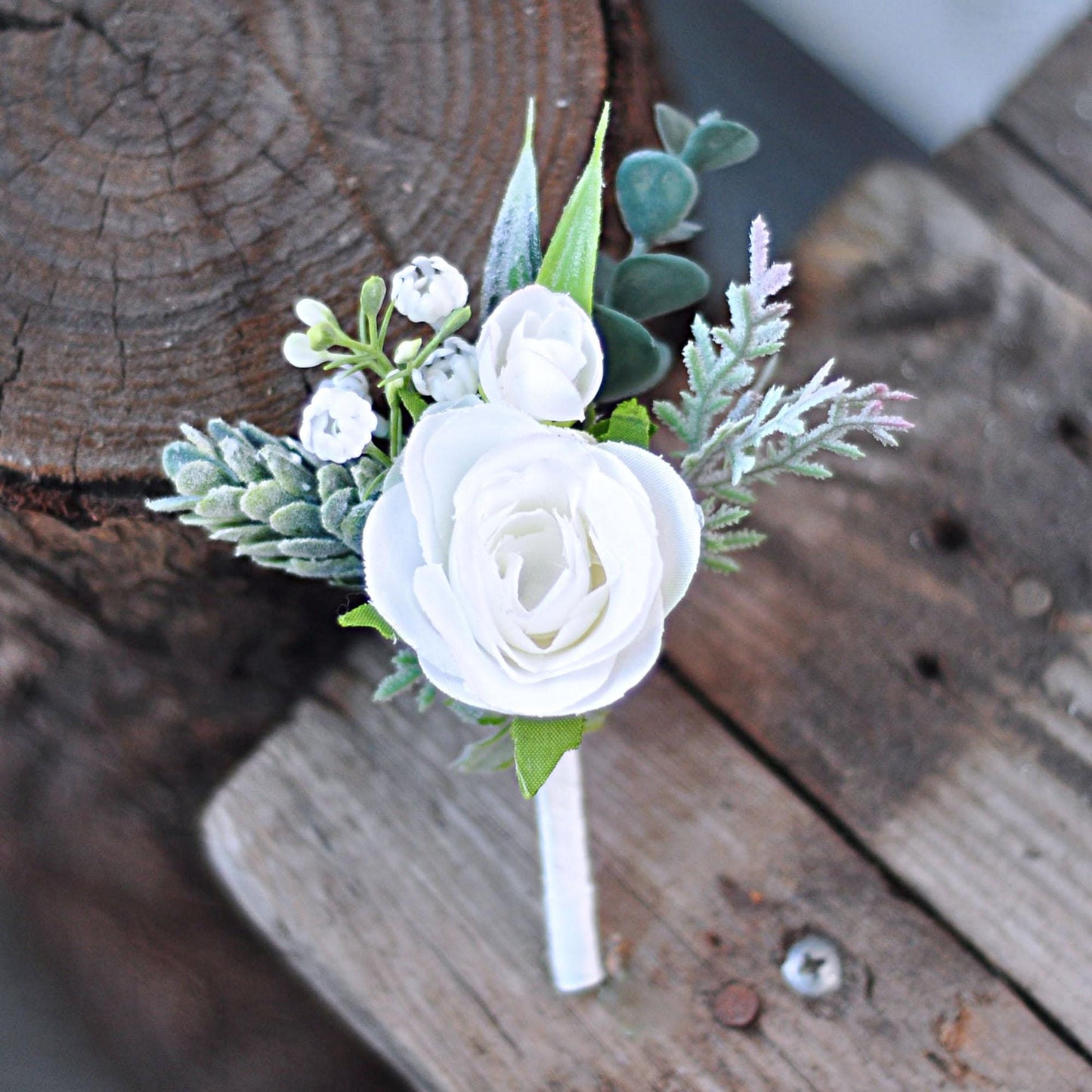 Personalized White Rose Pearl Bracelet Wrist Corsage Gift For Her Mom, Bridesmaid Wedding, Bridal Accessories, White Rose Boutonniere Prom