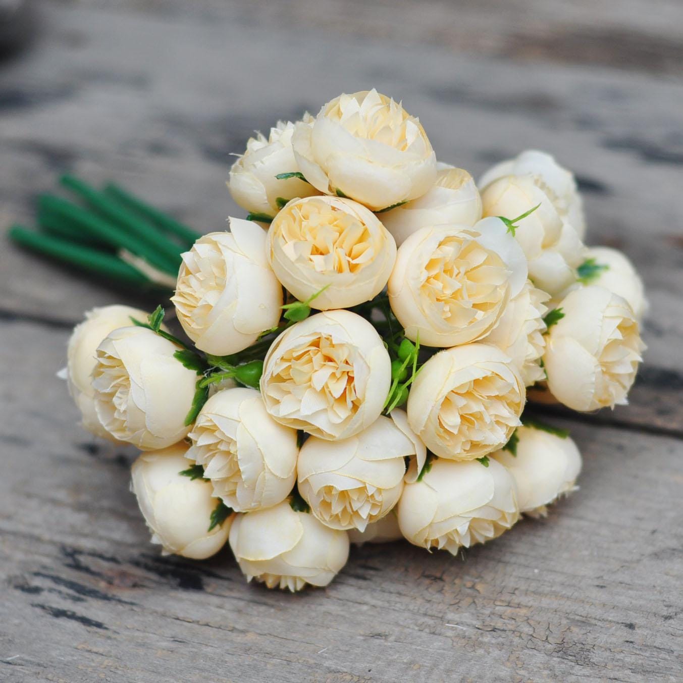 27 Peony Buds Bouquet Gift, White Peony Bunch, Pink Peony Bunch, Lilac Peony Flower Arrangement for Home Decor, Bridal Bouquet Accessories