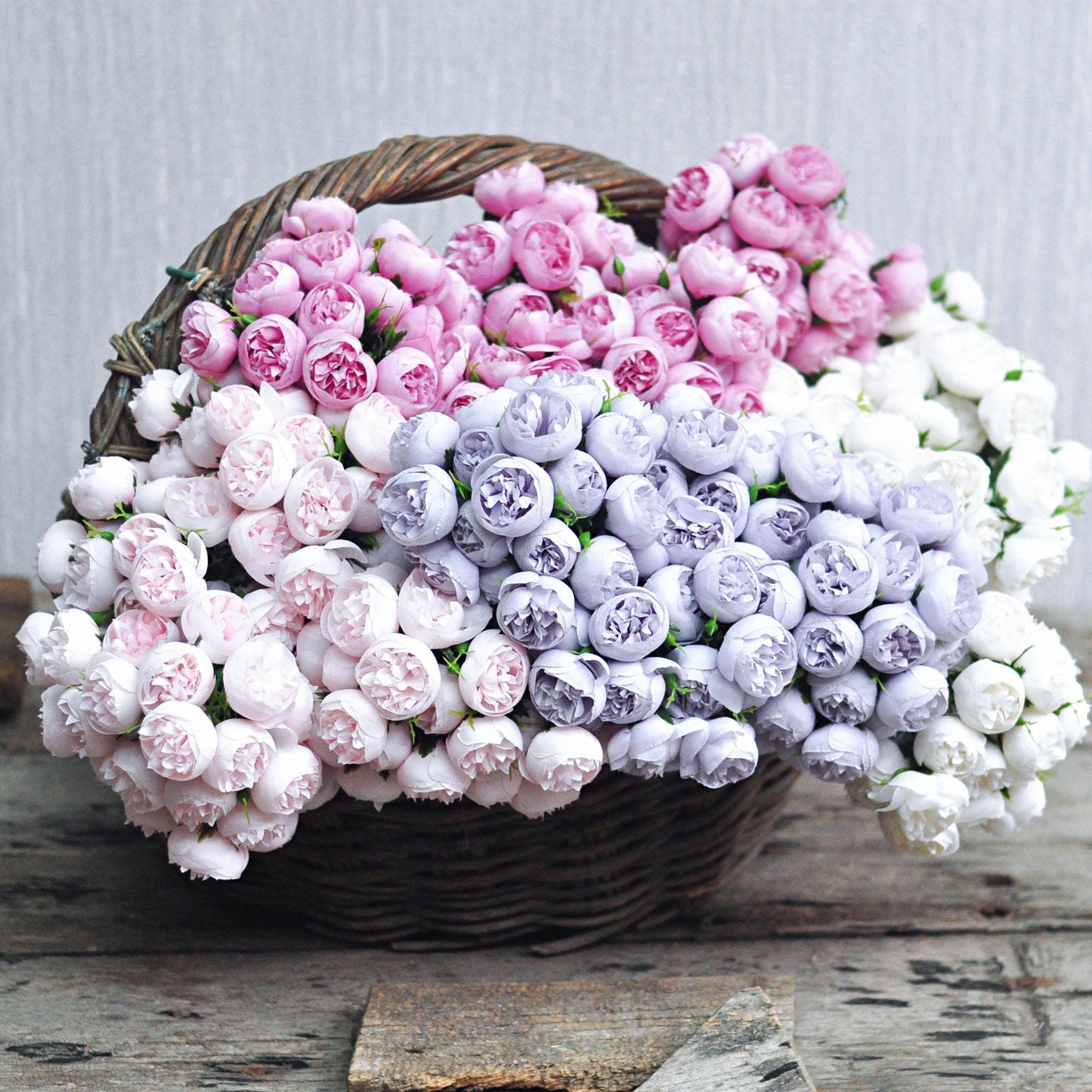 27 Peony Buds Bouquet Gift, White Peony Bunch, Pink Peony Bunch, Lilac Peony Flower Arrangement for Home Decor, Bridal Bouquet Accessories