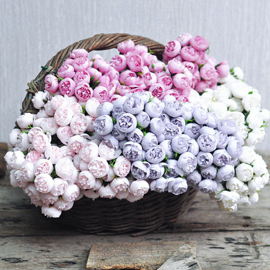 27 Peony Buds Bouquet Gift, White Peony Bunch, Pink Peony Bunch, Lilac Peony Flower Arrangement for Home Decor, Bridal Bouquet Accessories