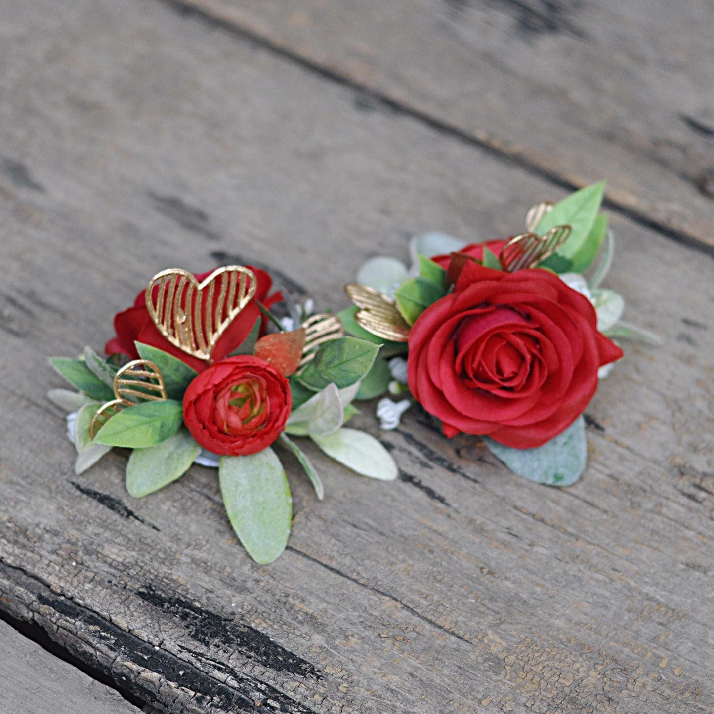 China Red Rose with heart Pearl Bracelet Wrist corsage gift for her Anniversary/Prom/Bridesmaid/Mom/Bridal accessories gift, cake topper