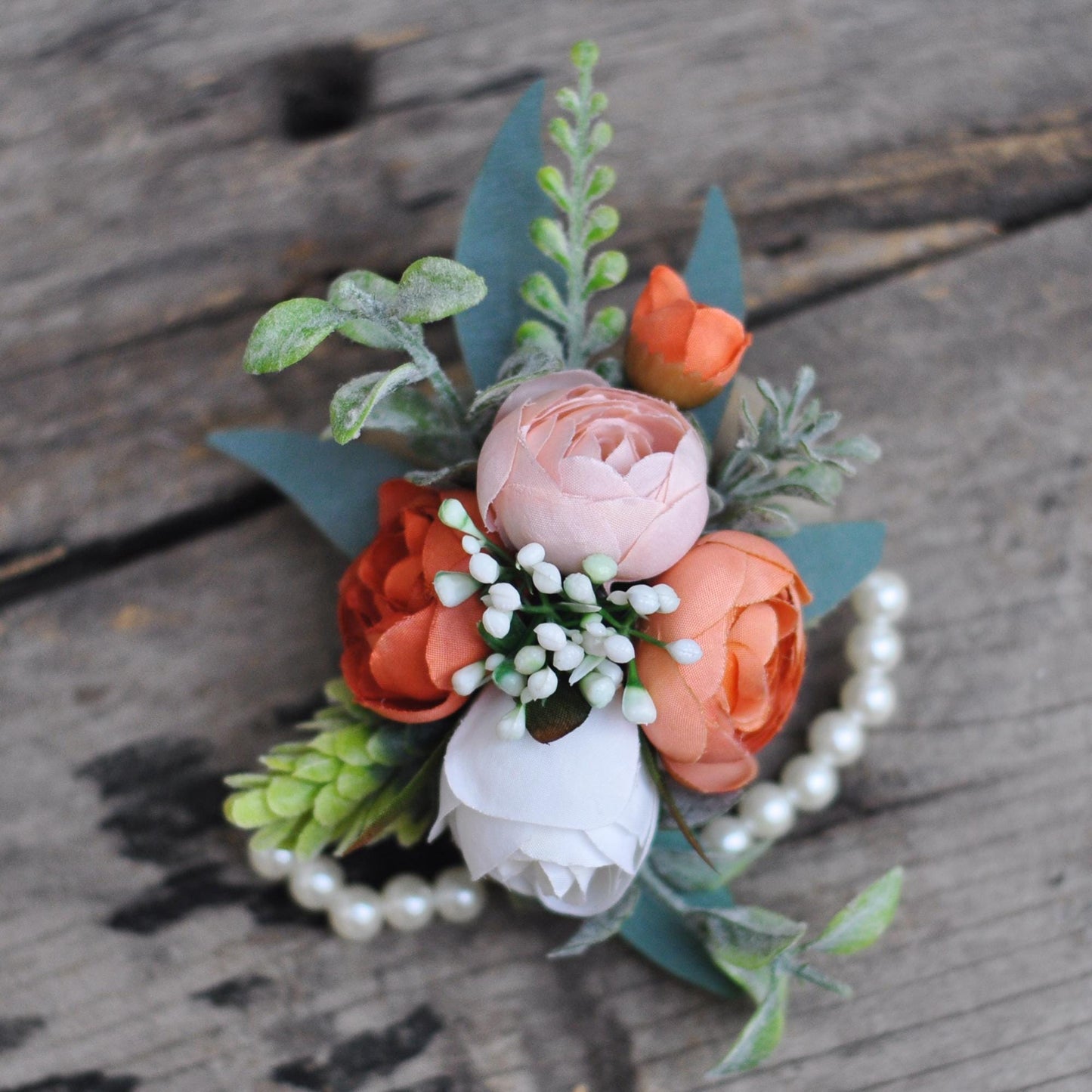 Country Red Rose Pearl Bracelet Wrist Corsage Gift for Her Boho Wedding, Prom, Mommy, Bridesmaid Bridal Accessories, Groom Boutonniere Gift
