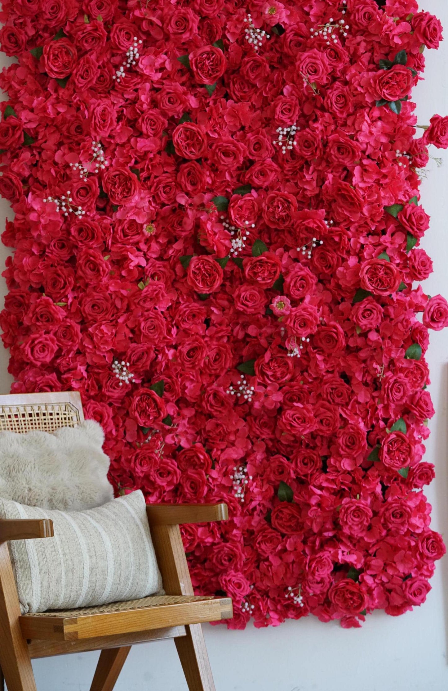 Rose Red Fabric Rose Flower Wall - Easy Install 5D Flower Panel, Custom Shop Wall Decor, Baby Shower Backdrop, Wedding Photo Background