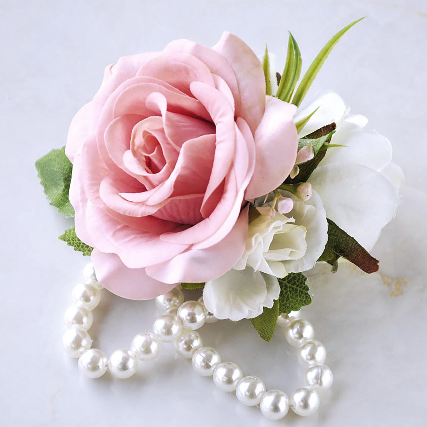 Personalized Real Touch Dusty Rose Pearl Bracelet Wrist Corsage Gift For Her Bridesmaid, Prom, Wedding, Bridal Accessories, Cake Topper Gift