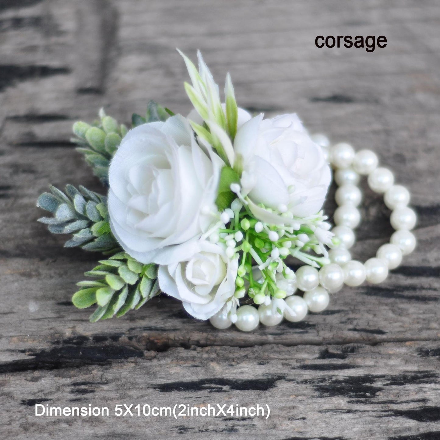 Personalized White Rose Pearl Bracelet Wrist Corsage Gift For Her Mom, Bridesmaid Wedding, Bridal Accessories, White Rose Boutonniere Prom