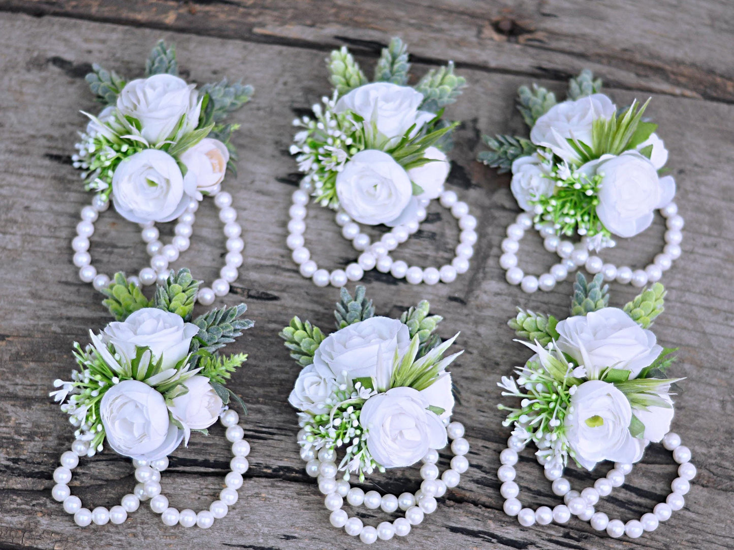 Personalized White Rose Pearl Bracelet Wrist Corsage Gift For Her Mom, Bridesmaid Wedding, Bridal Accessories, White Rose Boutonniere Prom