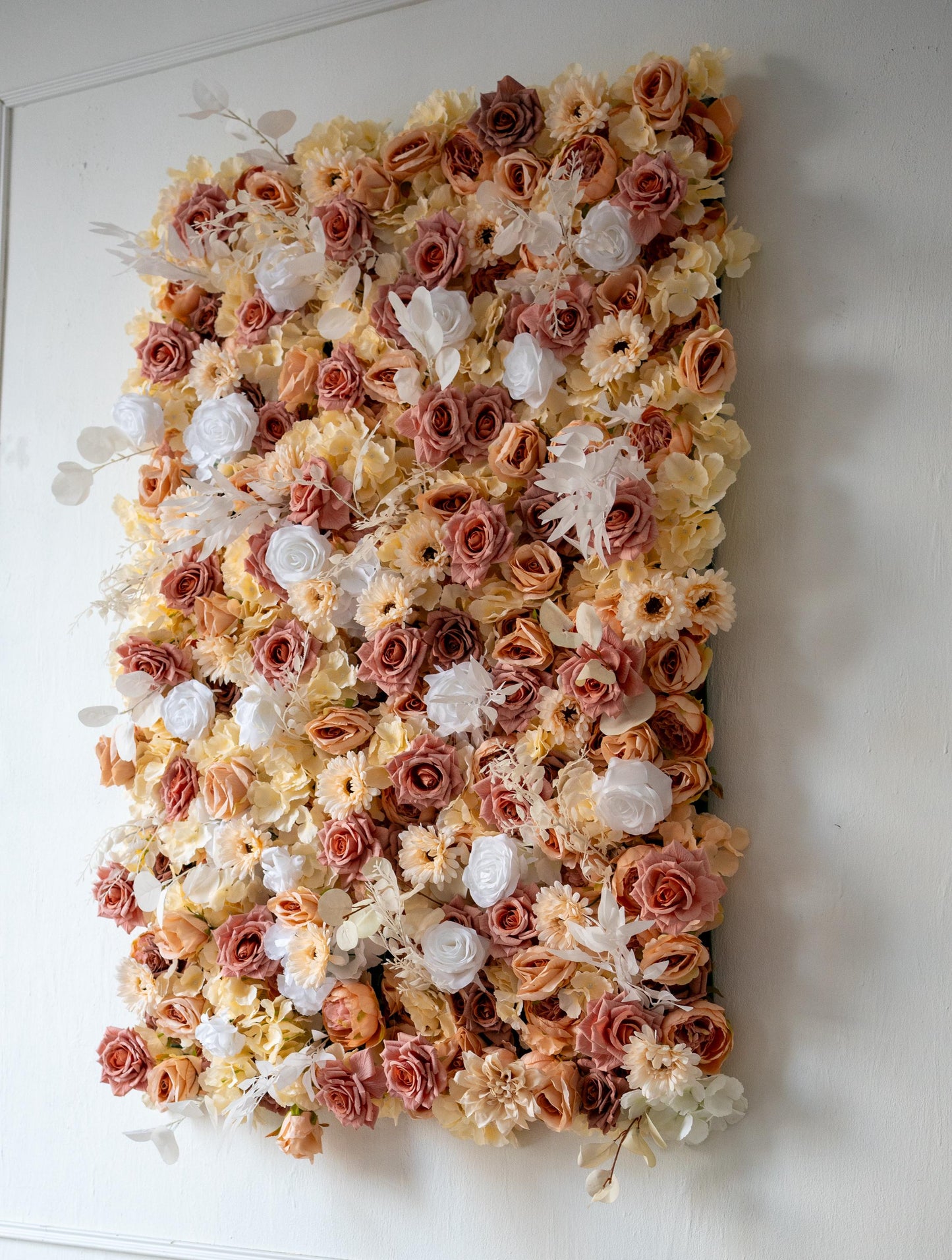 Rust Sepia Rose Flower Wall - Easy Install 5D Flower Panel, Custom Shop Wall Decor, Baby Shower Backdrop, Wedding Photo Background