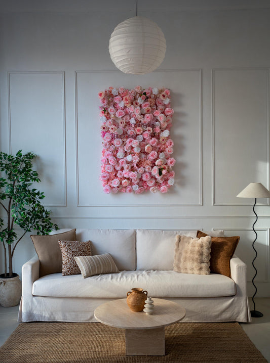 Light Pink Fabric Rose Flower Wall - Easy Install 5D Flower Panel, Custom Shop Wall Decor, Baby Shower Backdrop, Wedding Photo Background
