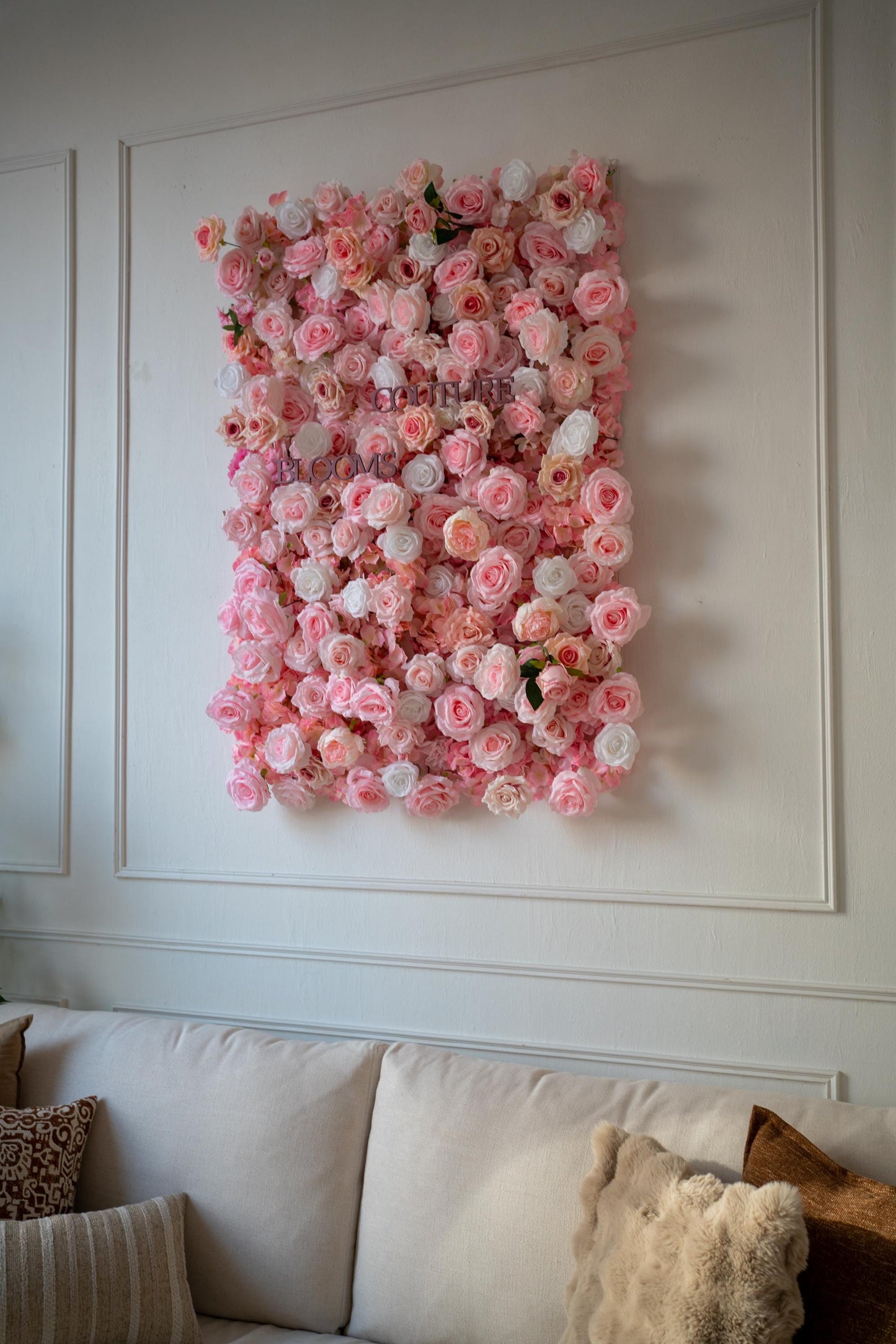 Light Pink Fabric Rose Flower Wall - Easy Install 5D Flower Panel, Custom Shop Wall Decor, Baby Shower Backdrop, Wedding Photo Background