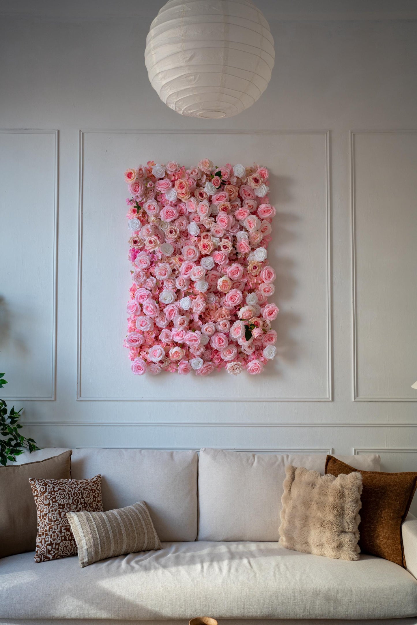 Light Pink Fabric Rose Flower Wall - Easy Install 5D Flower Panel, Custom Shop Wall Decor, Baby Shower Backdrop, Wedding Photo Background