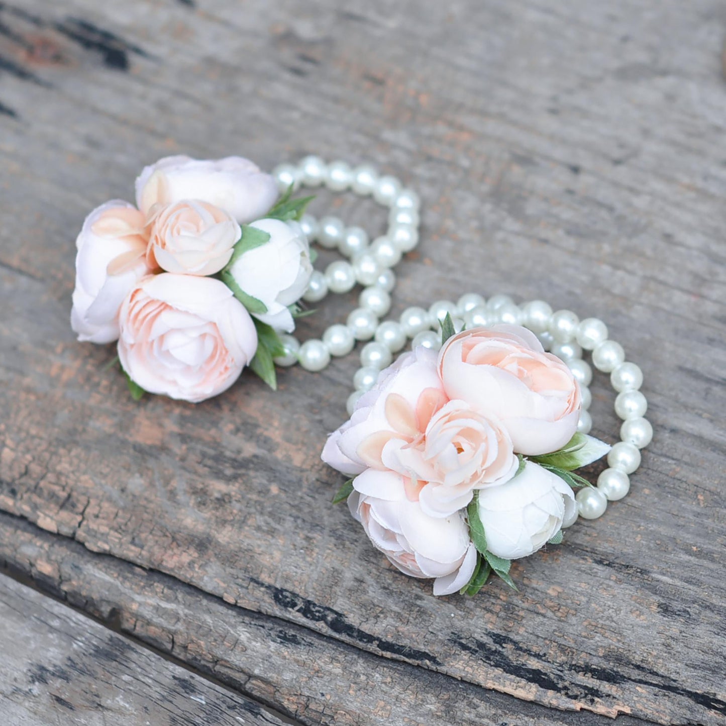 Cute Champagne Rose Pearl Bracelet Wrist Corsage Gift For Her Prom, Wedding Bracelet, Bridesmaid Gift, Flower Girl Gift, Boutonniere Gift