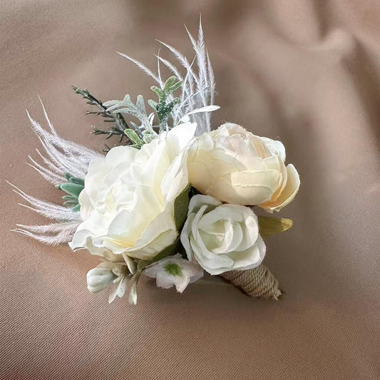 Feather Peony Corsage, Ethereal Corsage, Fairly Peony Corsage, Feather Peony Boutonniere, Mom Corsage, Bridesmaid, Groom Pin, Beach Wedding