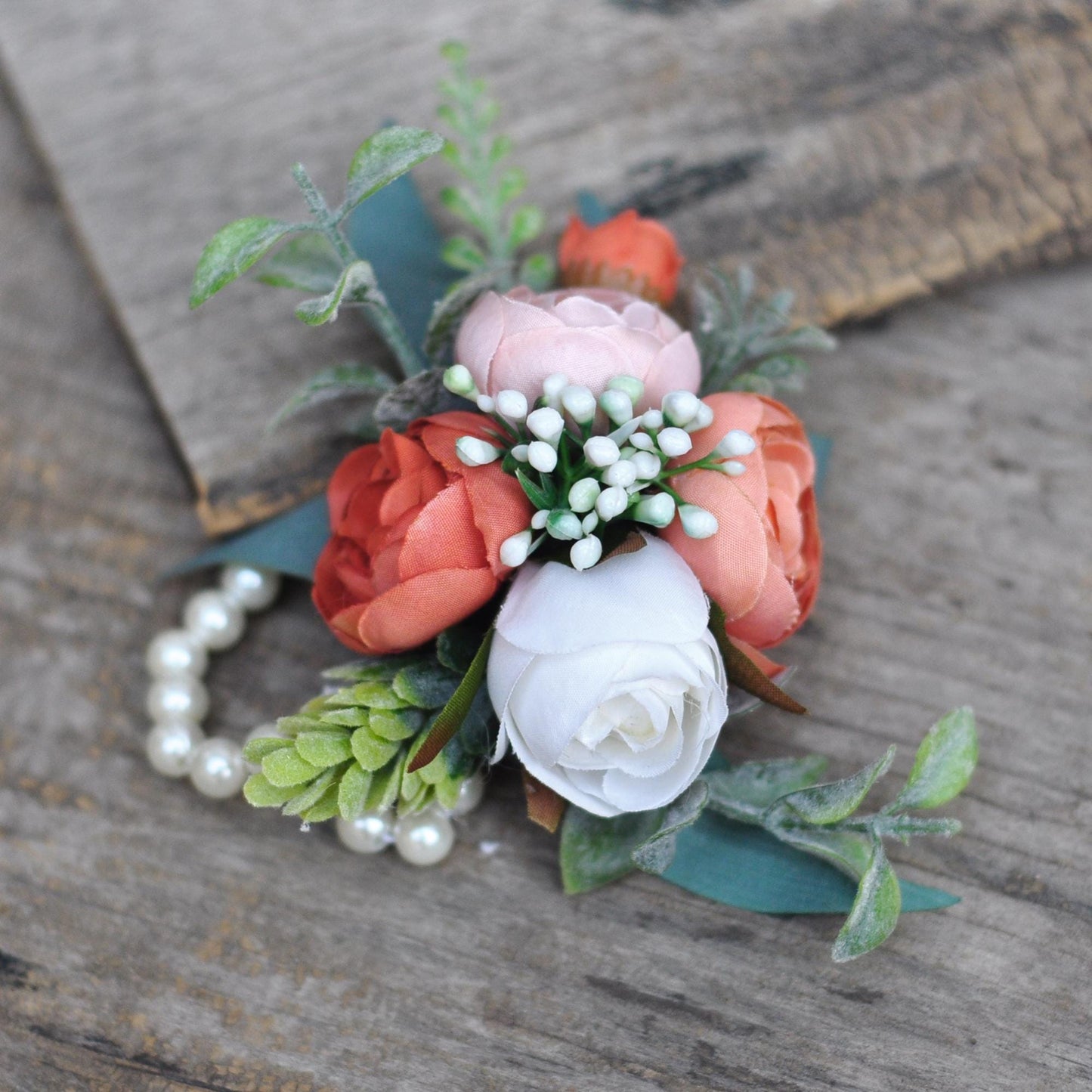 Country Red Rose Pearl Bracelet Wrist Corsage Gift for Her Boho Wedding, Prom, Mommy, Bridesmaid Bridal Accessories, Groom Boutonniere Gift