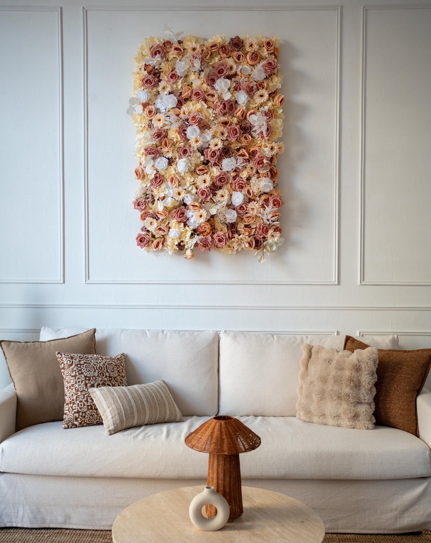 Rust Sepia Rose Flower Wall - Easy Install 5D Flower Panel, Custom Shop Wall Decor, Baby Shower Backdrop, Wedding Photo Background