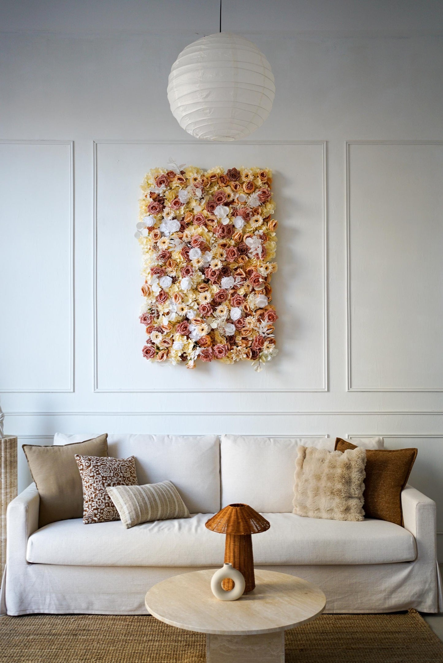 Rust Sepia Rose Flower Wall - Easy Install 5D Flower Panel, Custom Shop Wall Decor, Baby Shower Backdrop, Wedding Photo Background