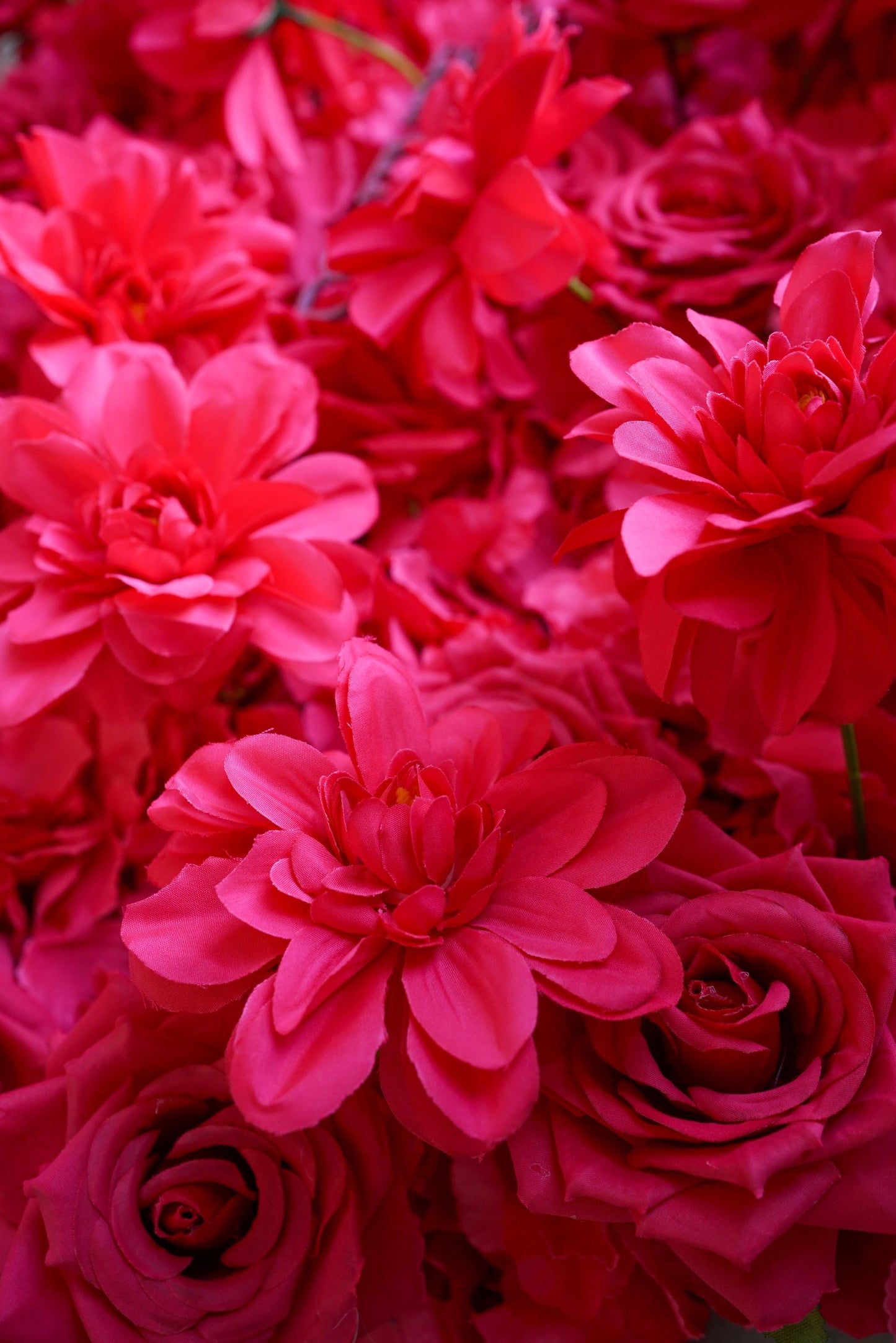 Fuchsia Rose Flower Wall - Easy Install 5D Flower Panel, Custom Shop Wall Decor, Baby Shower Backdrop, Wedding Photo Background