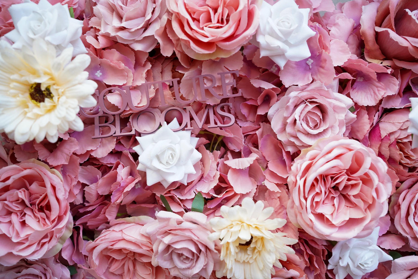 Rouge Pink Ivory Rose Flower Wall - Easy Install 5D Flower Panel, Custom Shop Wall Decor, Baby Shower Backdrop, Wedding Photo Background