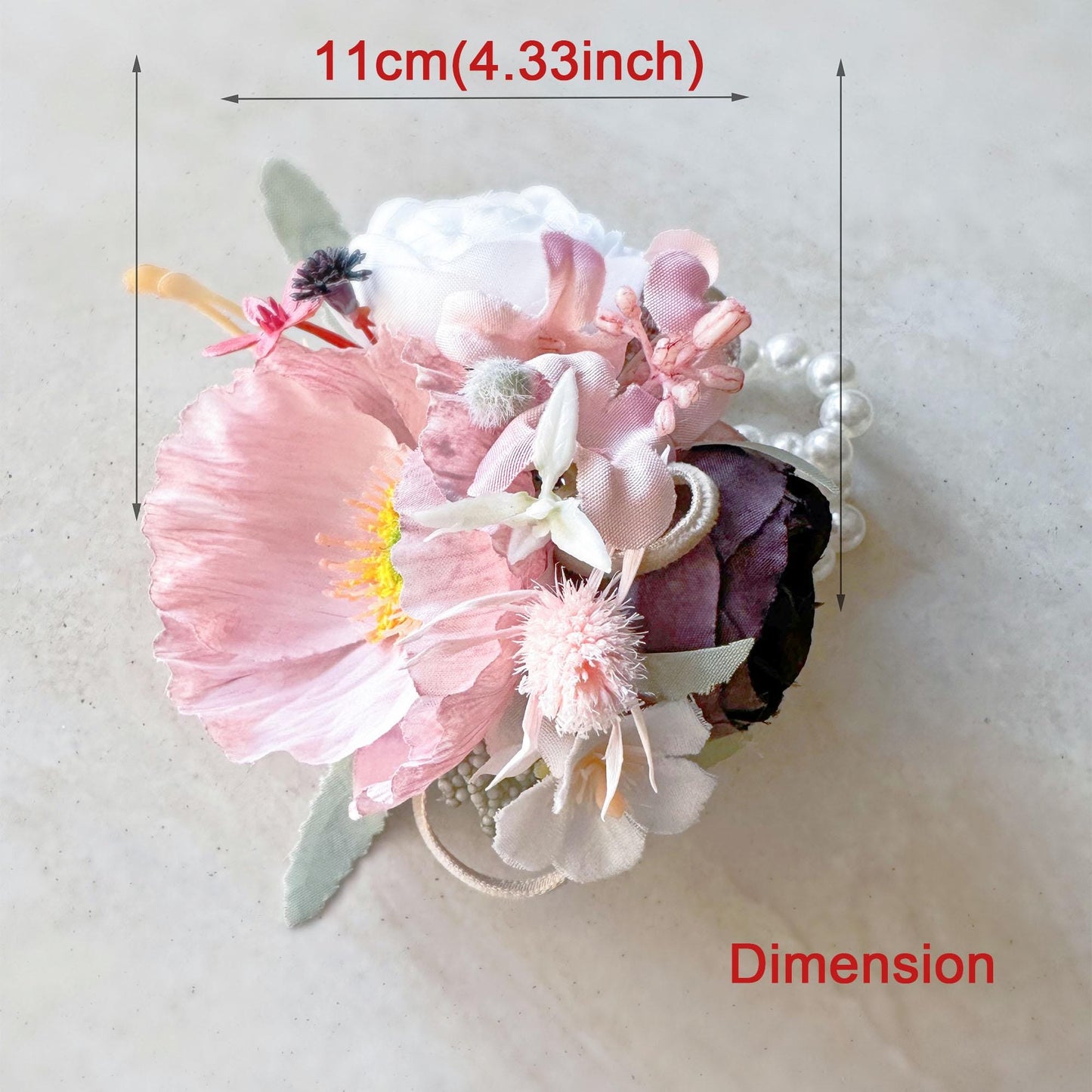 Dried Baby Pink Wildflower Pearl Bracelet Wrist Corsage Gift For Her Flower Girl, Bridesmaid Gift, Mom, Bridal Accessories, Prom Boutonniere