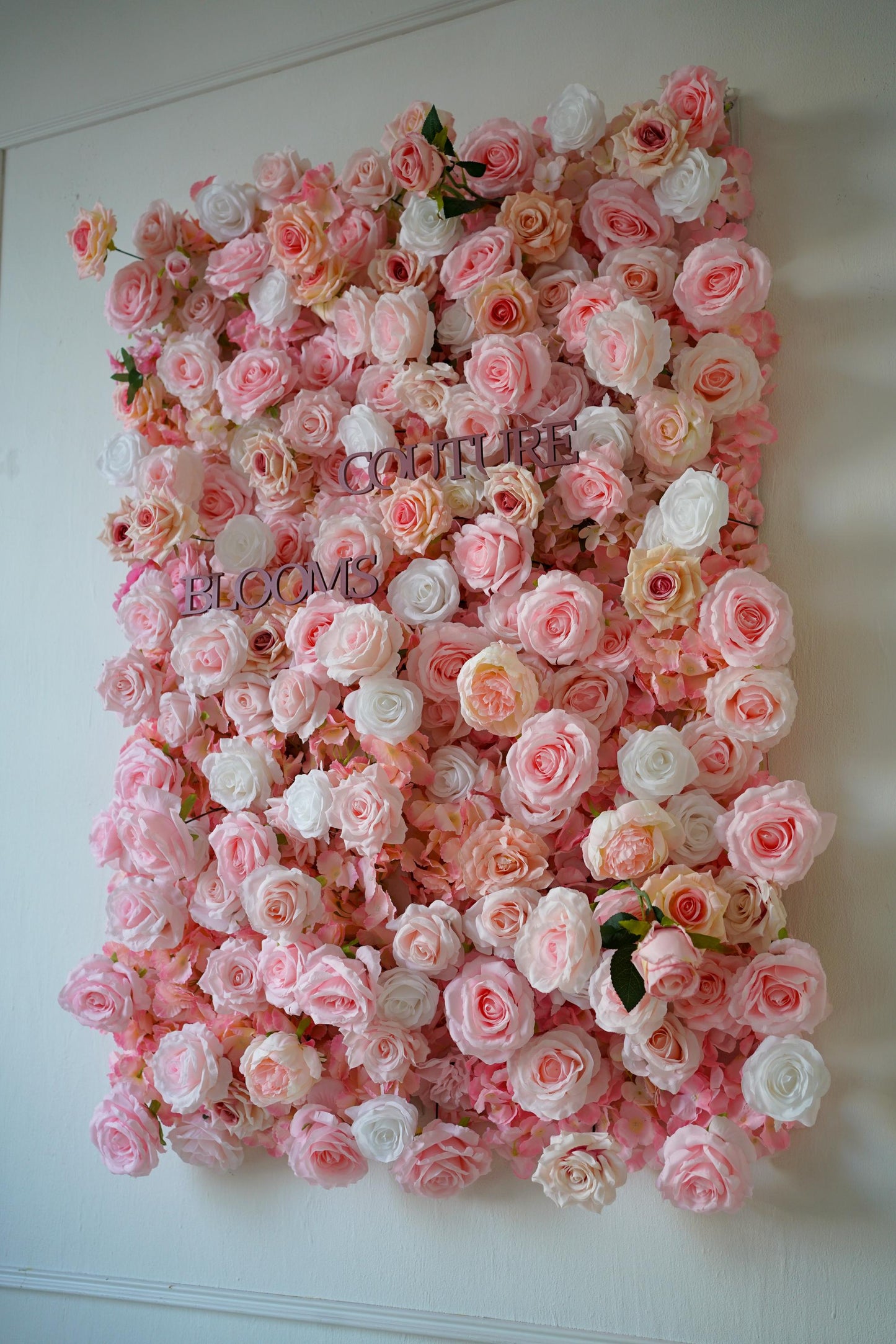 Light Pink Fabric Rose Flower Wall - Easy Install 5D Flower Panel, Custom Shop Wall Decor, Baby Shower Backdrop, Wedding Photo Background