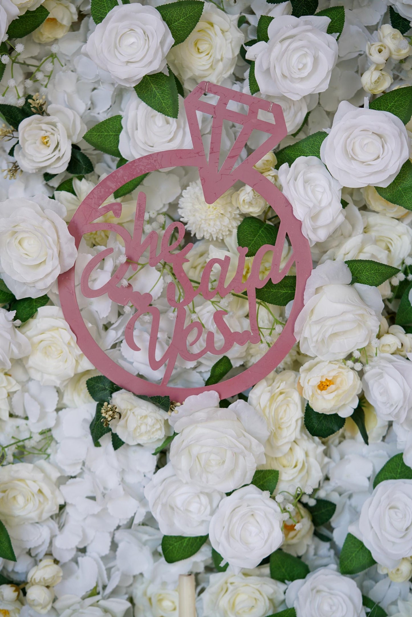 White Ivory Rose Flower Wall - Easy Install 5D Flower Panel, Custom Shop Wall Decor, Baby Shower Backdrop, Wedding Photo Background