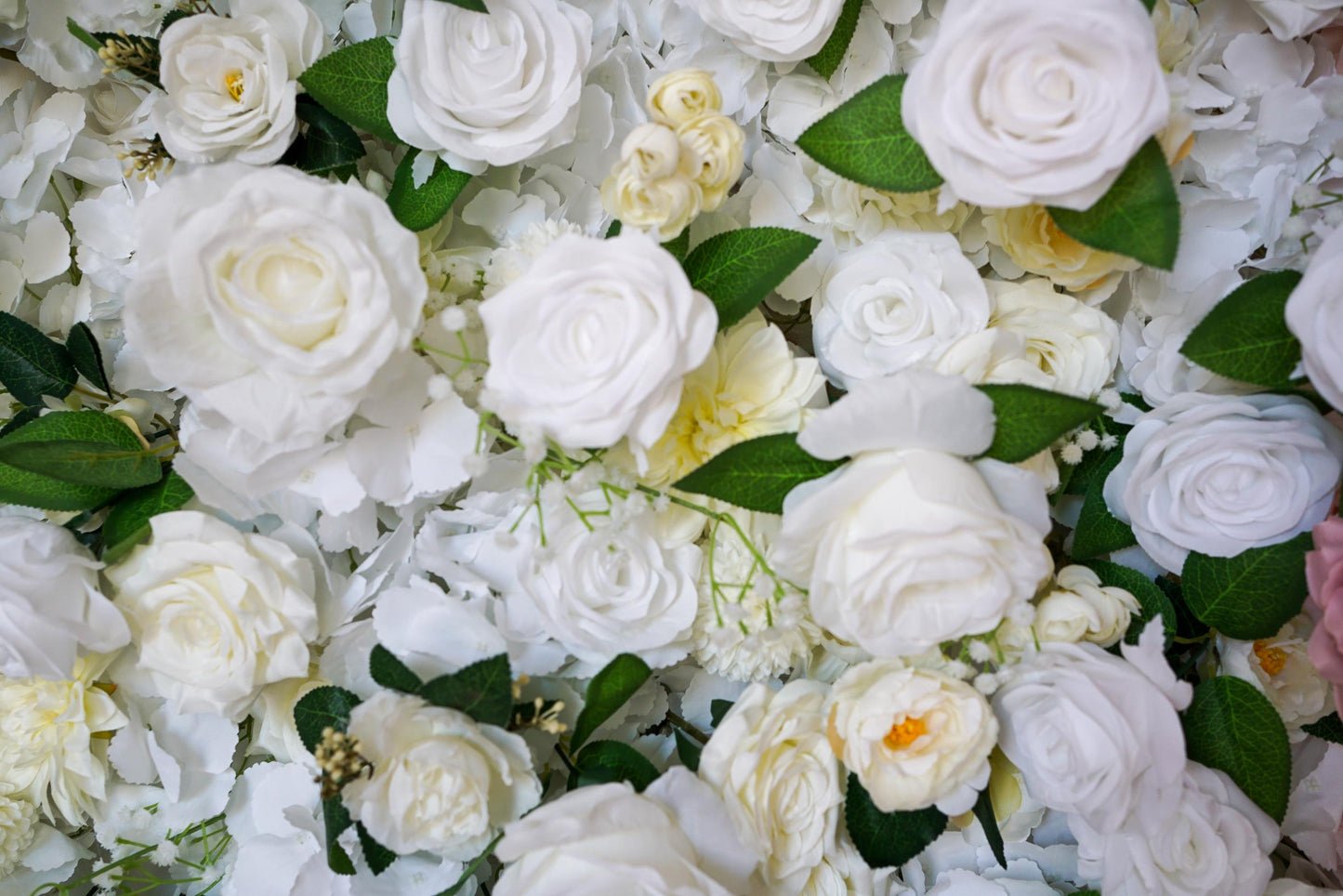 White Ivory Rose Flower Wall - Easy Install 5D Flower Panel, Custom Shop Wall Decor, Baby Shower Backdrop, Wedding Photo Background