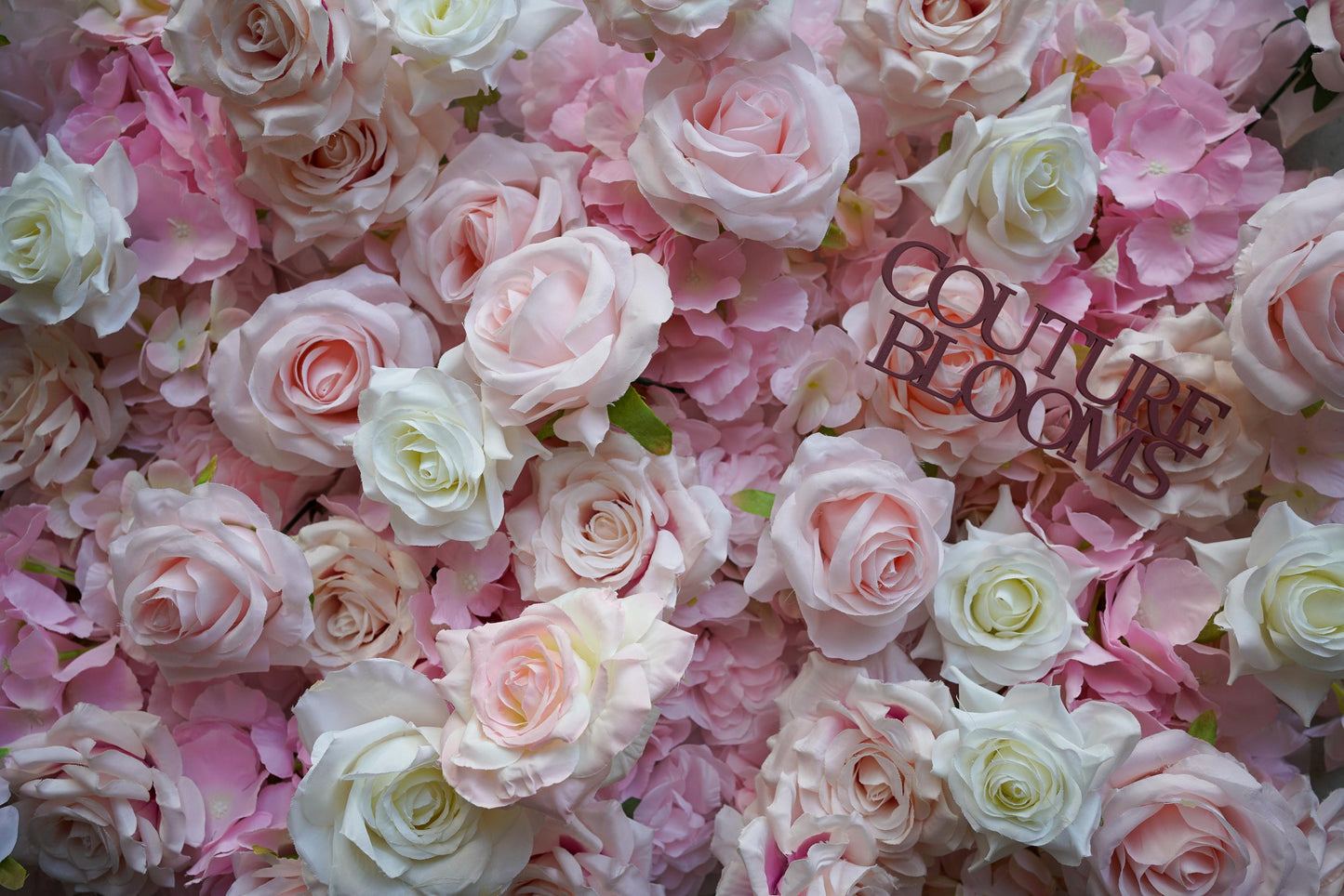 Light Pink Ivory Rose Flower Wall - Easy Install 5D Flower Panel, Custom Shop Wall Decor, Baby Shower Backdrop, Wedding Photo Background