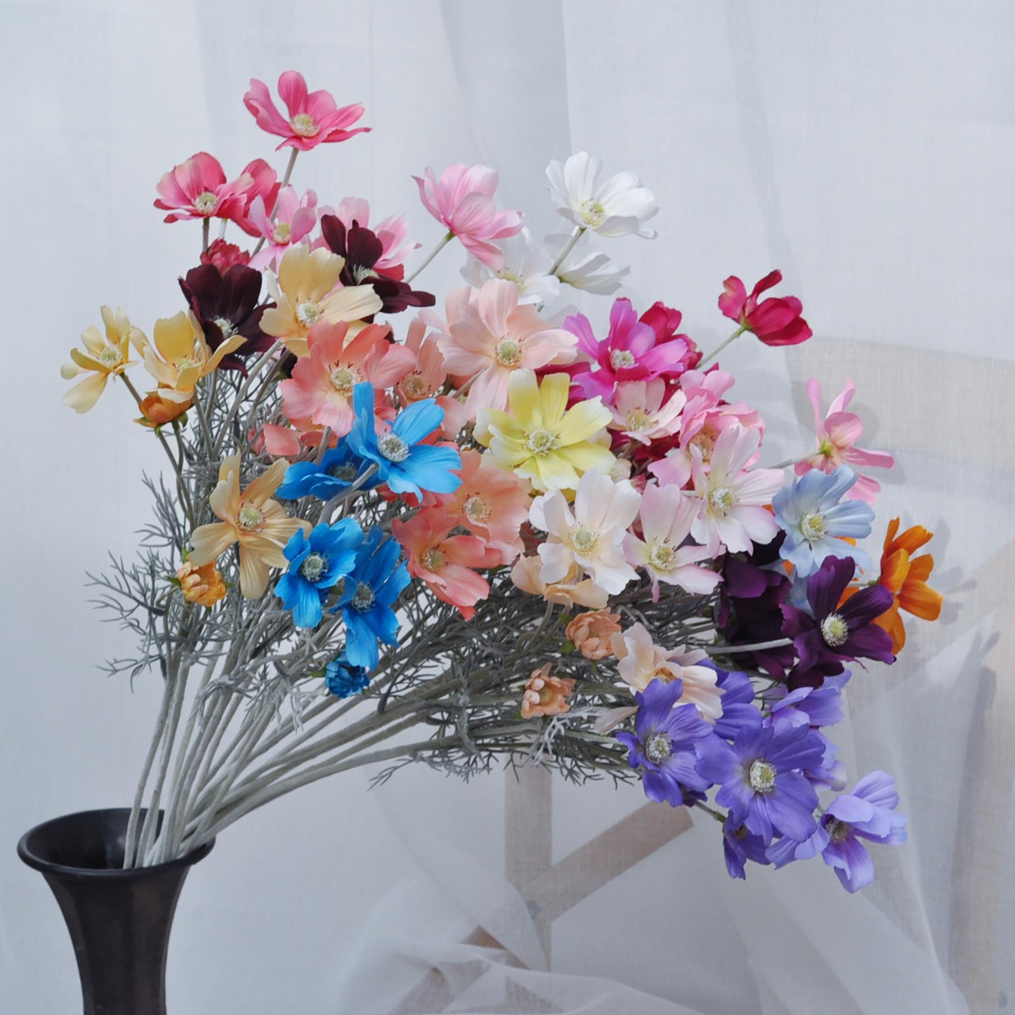 Long Faux Cosmos Flower /Coral Cosmos Flower/Cosmos Flower Arrangement For Home Decor, Wedding Ornaments Flower For Table Centerpiece DIY