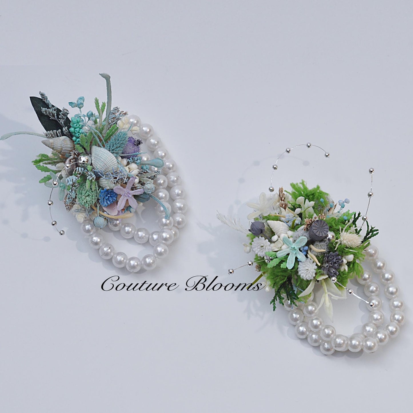 Forever Summer Real Flower Corsage, Rustic Pearl Bracelet Beach Wedding Corsage, Romantic Seaside Twist Corsage, Mom Bride to Be Corsage