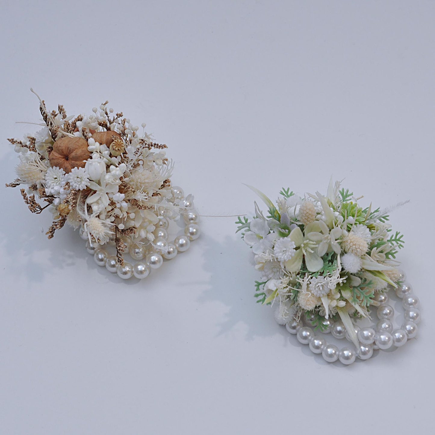 Forever Winter Real Flower Corsage, Rustic Pearl Bracelet Church Wedding Mom Corsage, White Santa Christmas Twist, Bride To Be Gift Corsage