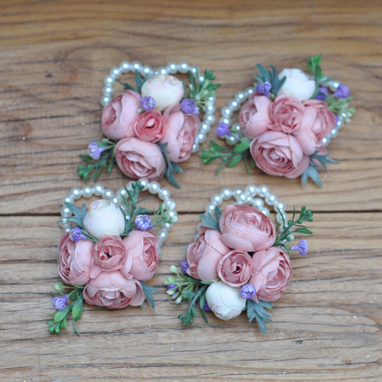 Cute Blush Pink Rose Pearl Bracelet Wrist Corsage Gift For Her Bridesmaid, Bride Shower, Wedding Bridal Accessories Gift, Prom Boutonniere
