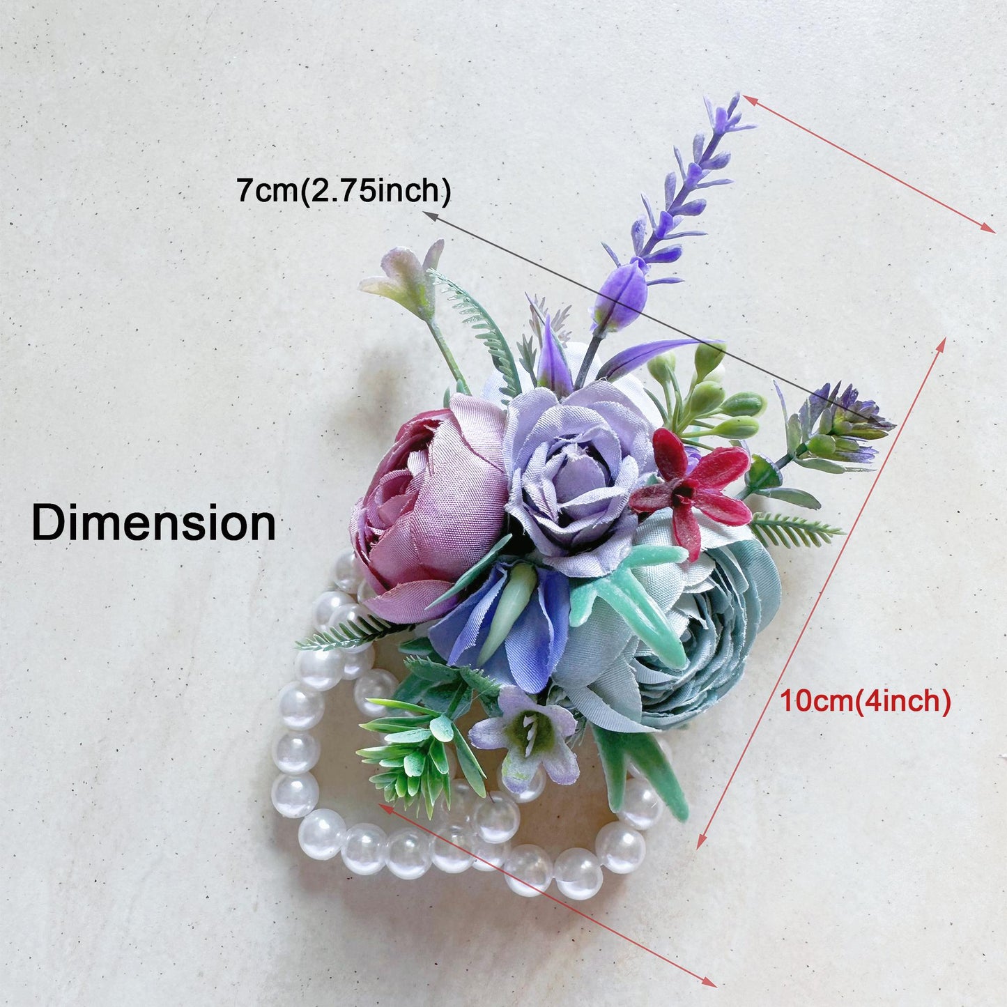 Monet's Garden Style Pearl Bracelet, Purple Wrist Corsage Gift For Her Garden Wedding, Bachelorette Party, Bridal Accessories Wedding Gift