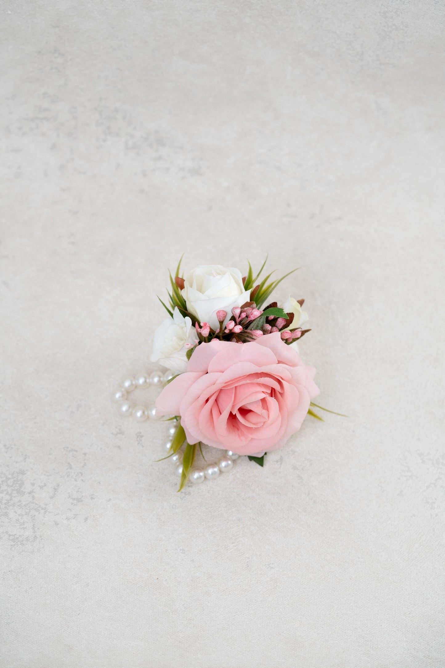Dusty Pink Rose Corsage For Rustic Wedding Gift, Wrist Pearl Bracelet, Flower Girl Corsage, Real Touch Rose Prom Bracelet, Groom Boutonniere