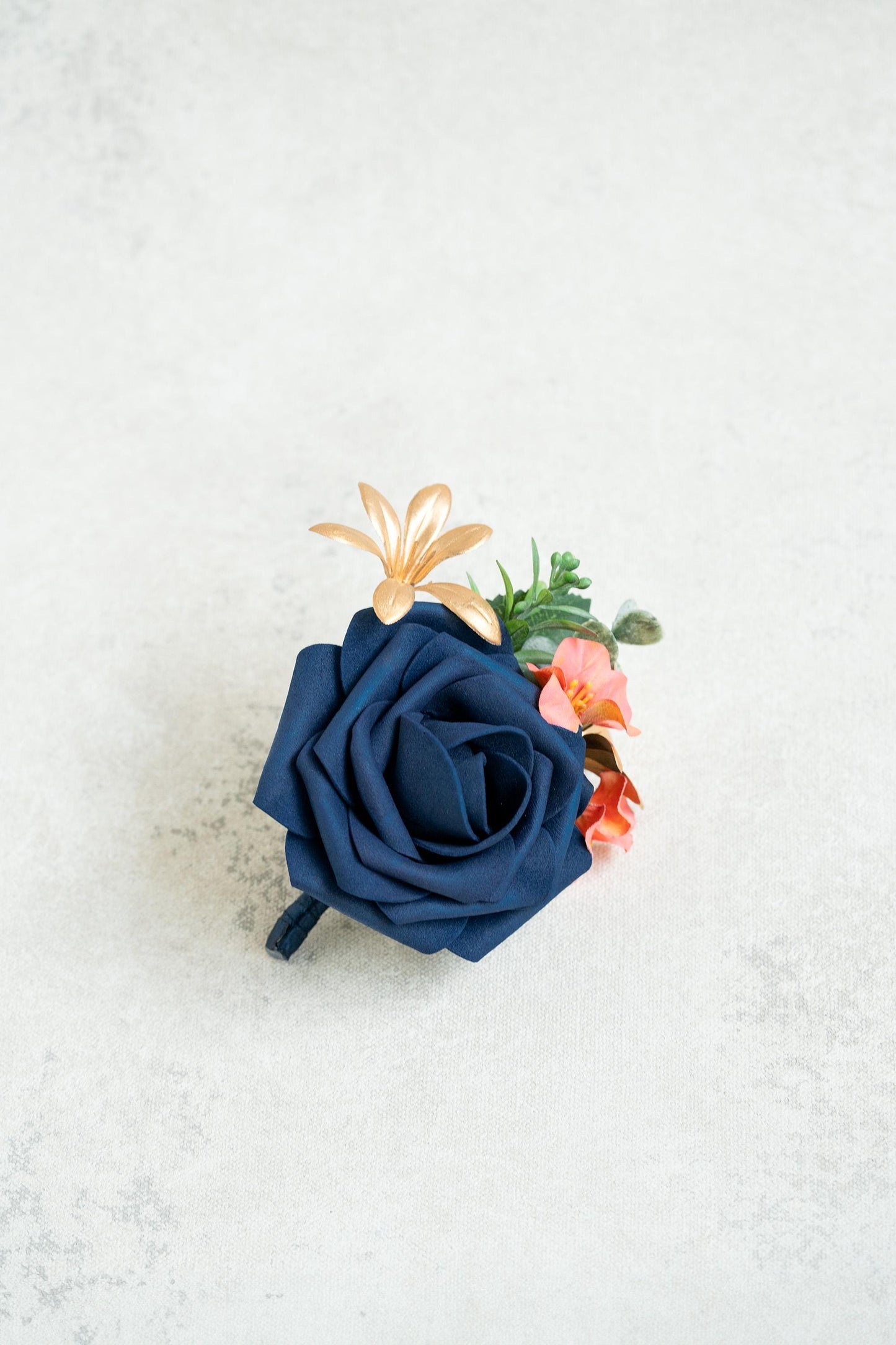 Navy Blue Foam Rose Pearl Bracelet Wrist Corsage Gift for Her Prom, Wedding, Bridesmaid Gift, Bridal Accessories, Coral Best Man Boutonniere
