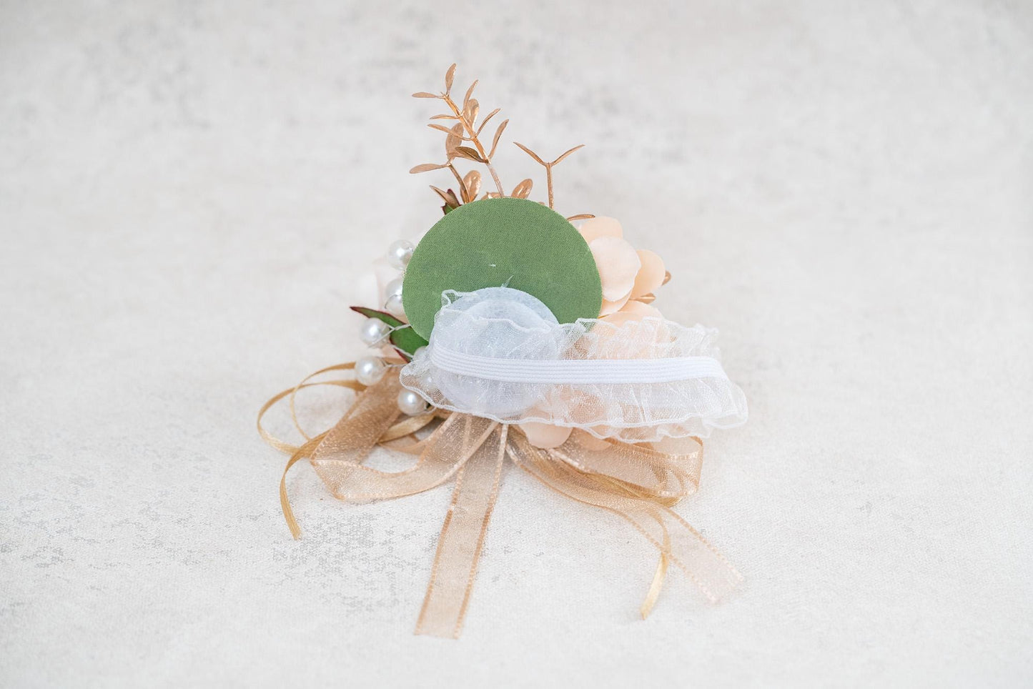 Personalized Ivory Rose Ribbon Bracelet Wrist Corsage Gift For Her Bridesmaid, Rose Corsage Gift For Mom, Prom, Gold Bridal Accessories