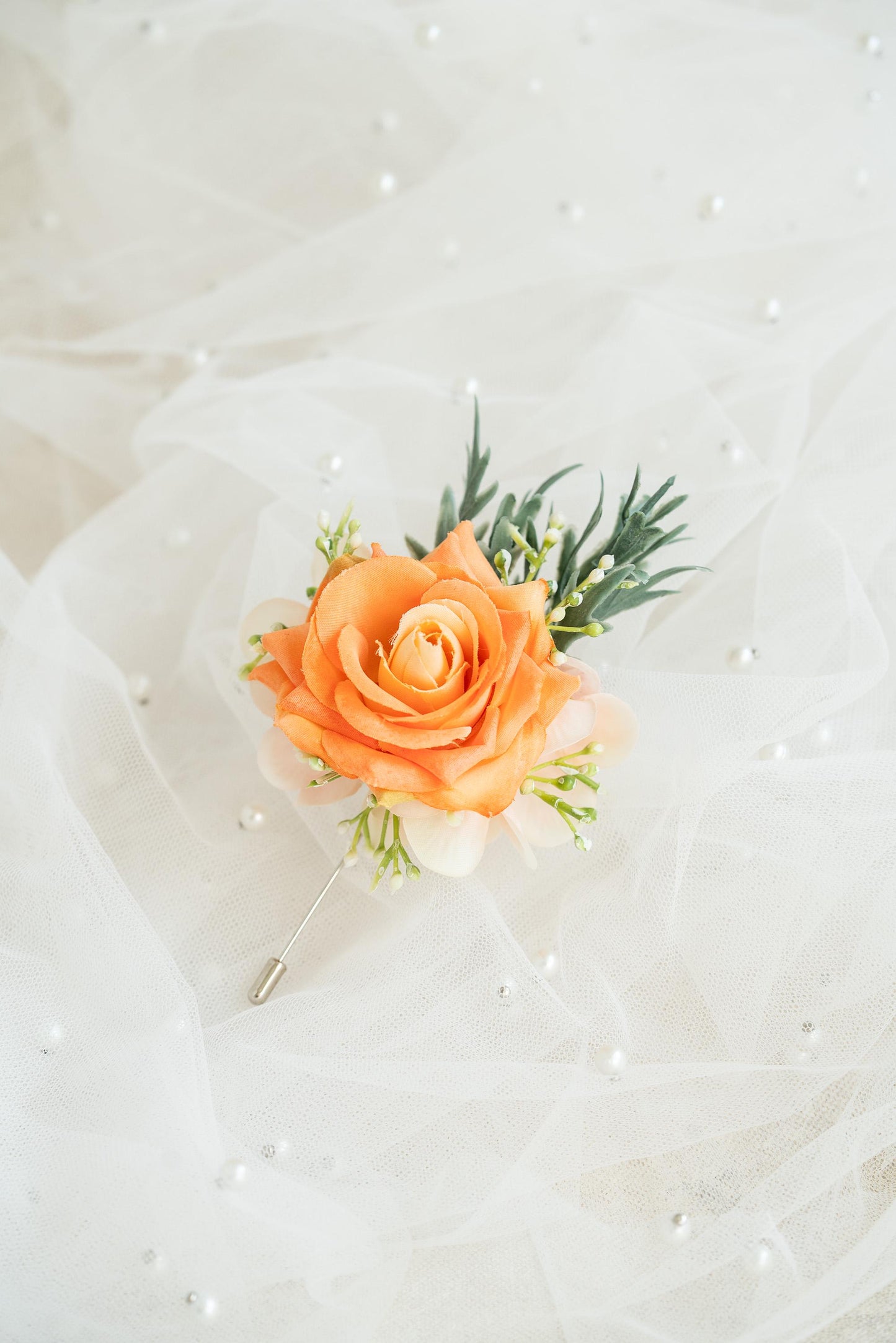 Juicy Orange Ribbon Bracelet Wrist Corsage Gift For Her Prom, BOHO Wedding, Bridesmaid Gift, Bridal Accessories, Best Man Boutonniere Gift