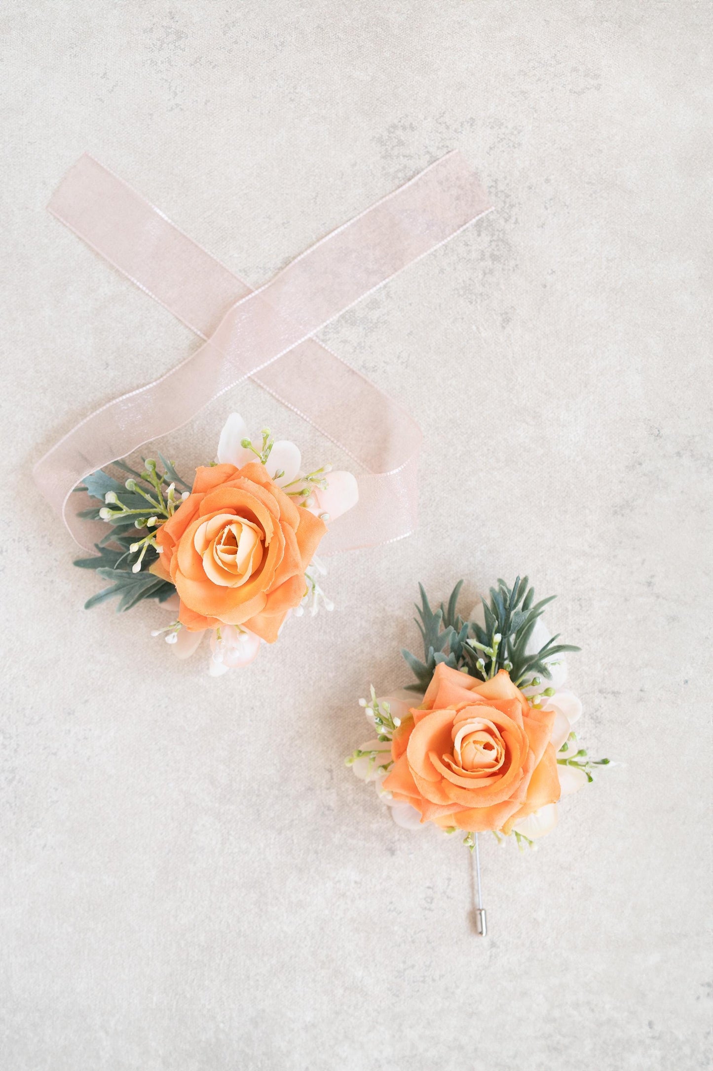 Juicy Orange Ribbon Bracelet Wrist Corsage Gift For Her Prom, BOHO Wedding, Bridesmaid Gift, Bridal Accessories, Best Man Boutonniere Gift