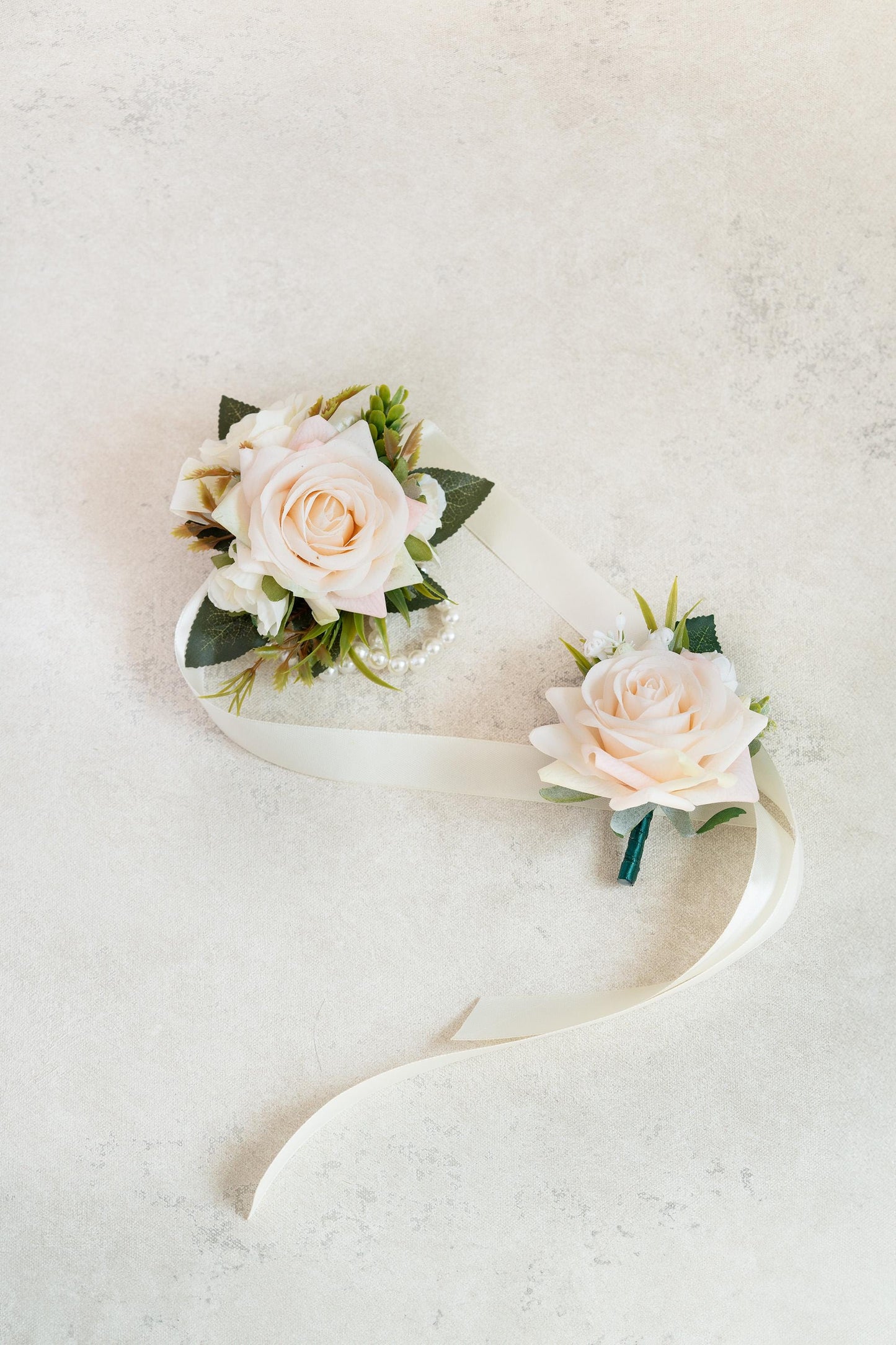 Champagne Rose Pearl Bracelet Wrist Corsage, Bridesmaid Gift for Her, Anniversary, Bridal Shower, Wedding Gift, Prom Boutonniere Gift