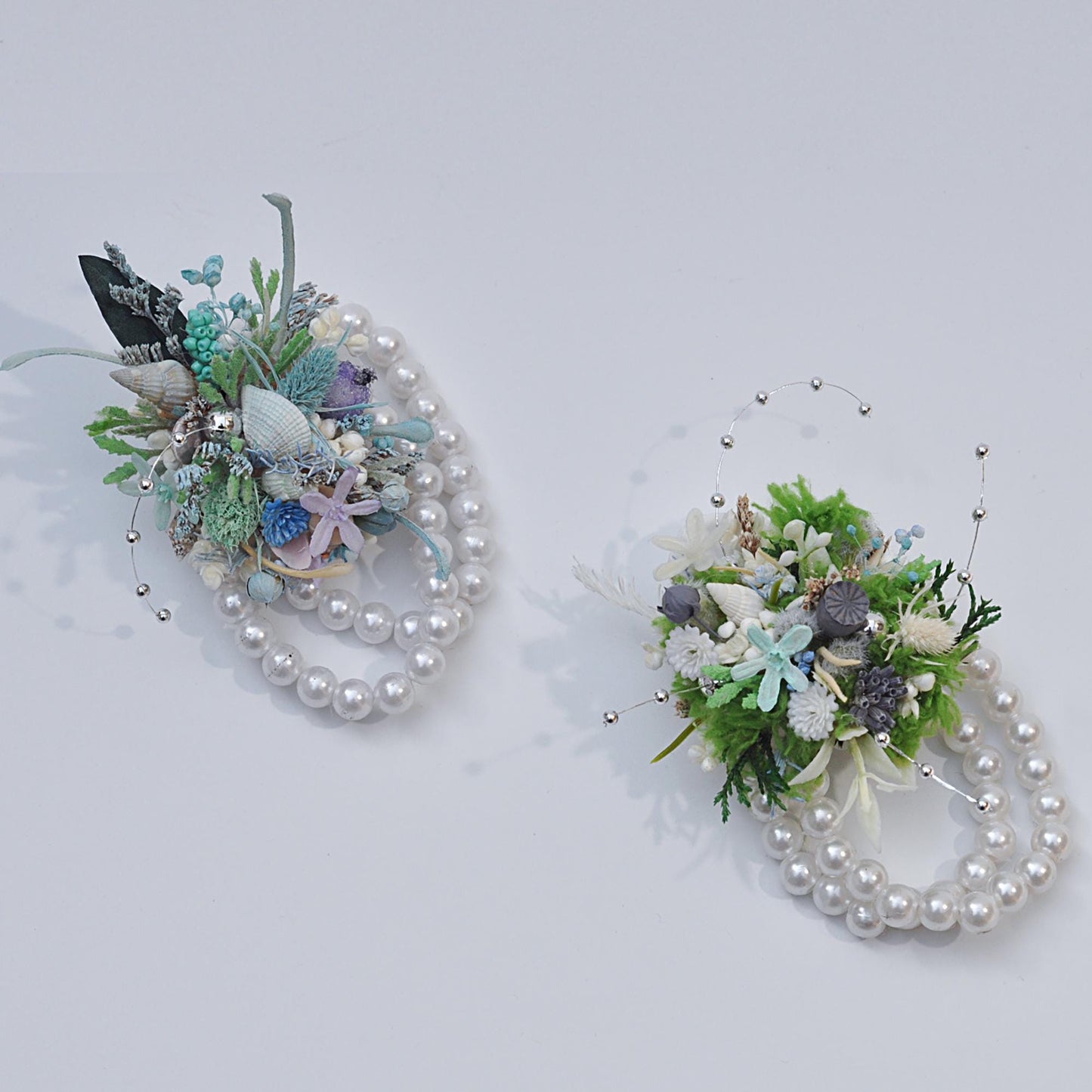 Forever Summer Real Flower Corsage, Rustic Pearl Bracelet Beach Wedding Corsage, Romantic Seaside Twist Corsage, Mom Bride to Be Corsage