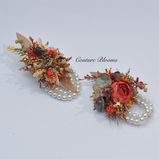 Forever Fall Real Lavender Corsage, Rustic Pearl Bracelet Vintage Granary Rose Wedding Mom Corsage, Bohemia Romantic Twist, Bride Corsage