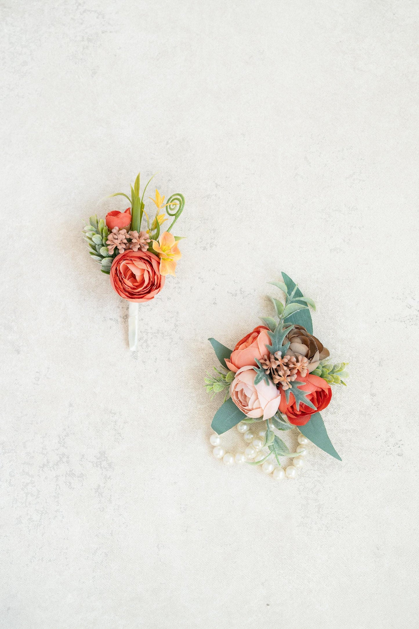 Bohemia Corsage for Boho Wedding, Silk Ranunculus Rose Pearl Bracelet, Flower Girl Corsage, Rustic Rose Prom Pin, Boutonniere, Gift for Her