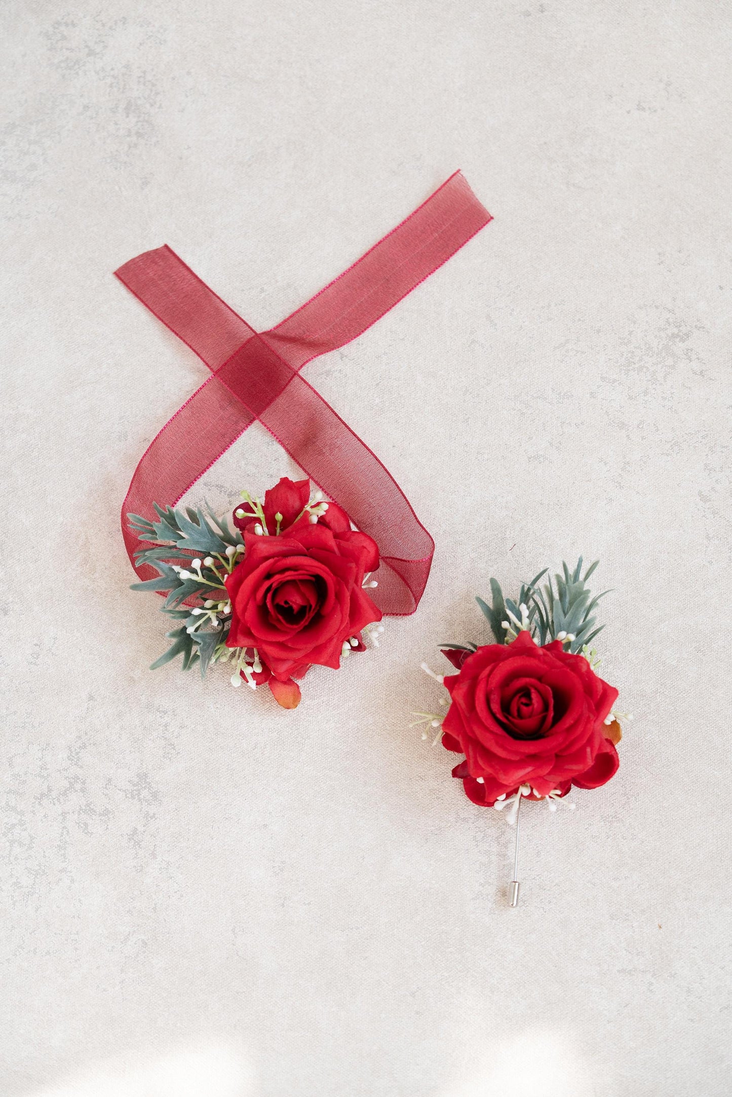 Classic Red Rose Wrist Corsage For Boho Wedding, Ribbon Bracelet, Flower Girl Corsage, Rose Prom Pin, Groom Boutonniere, Gift For Mom, Event