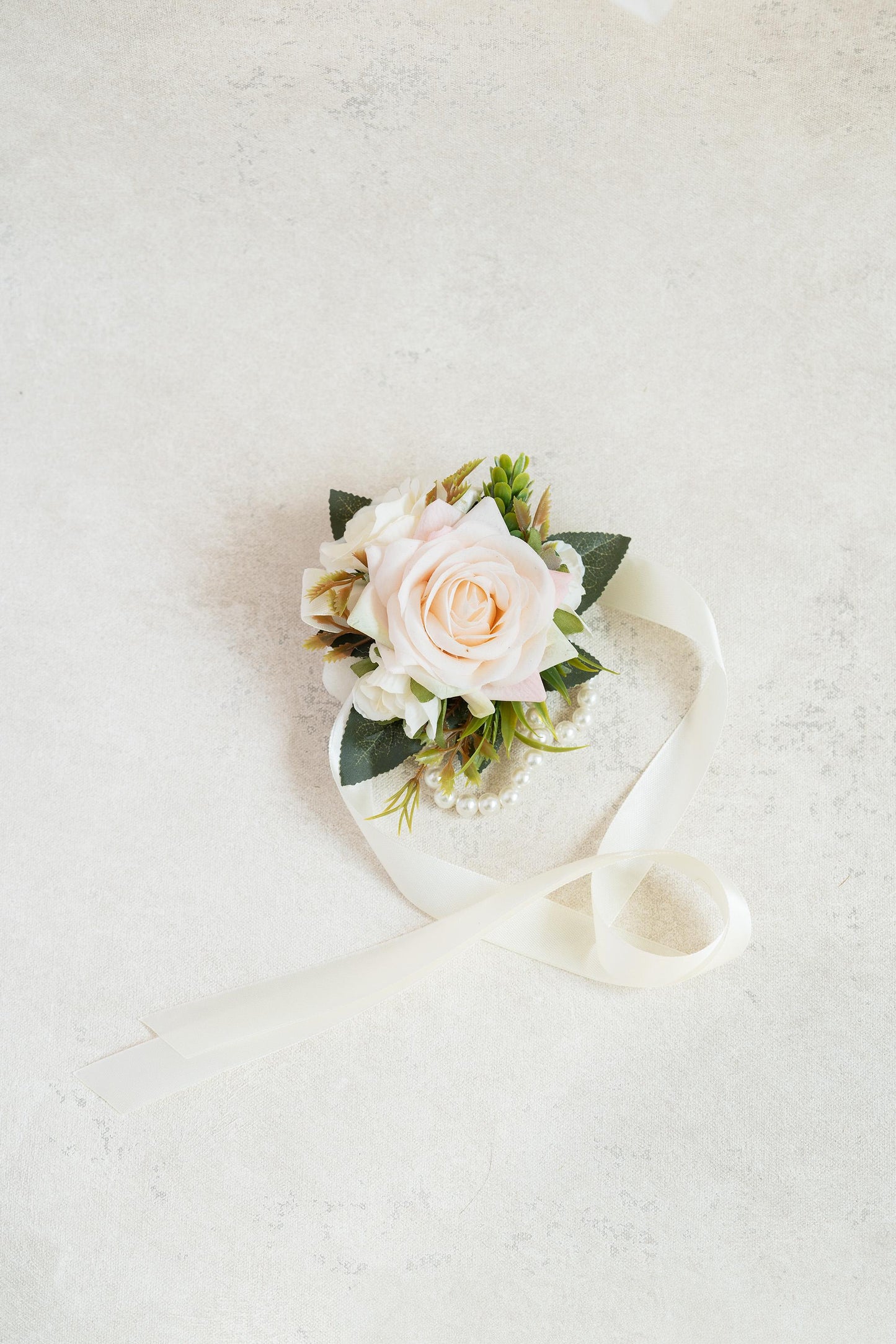 Champagne Rose Pearl Bracelet Wrist Corsage, Bridesmaid Gift for Her, Anniversary, Bridal Shower, Wedding Gift, Prom Boutonniere Gift