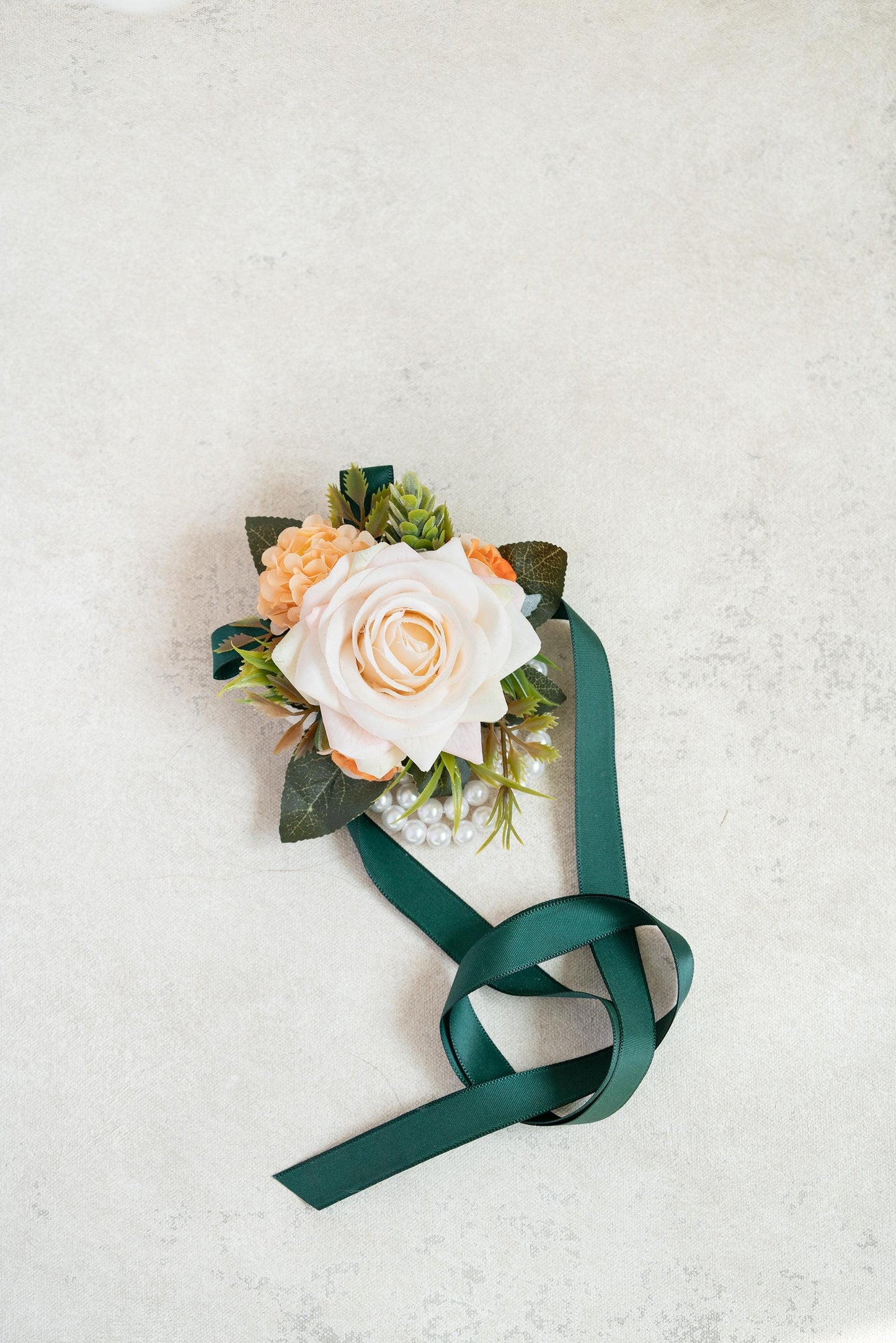 Champagne Pink Pearl Bracelet Wrist Corsage, Wedding Gift, Flower Girl, Bridesmaid, Mom, Bridal Accessories, Real Touch Boutonniere Prom