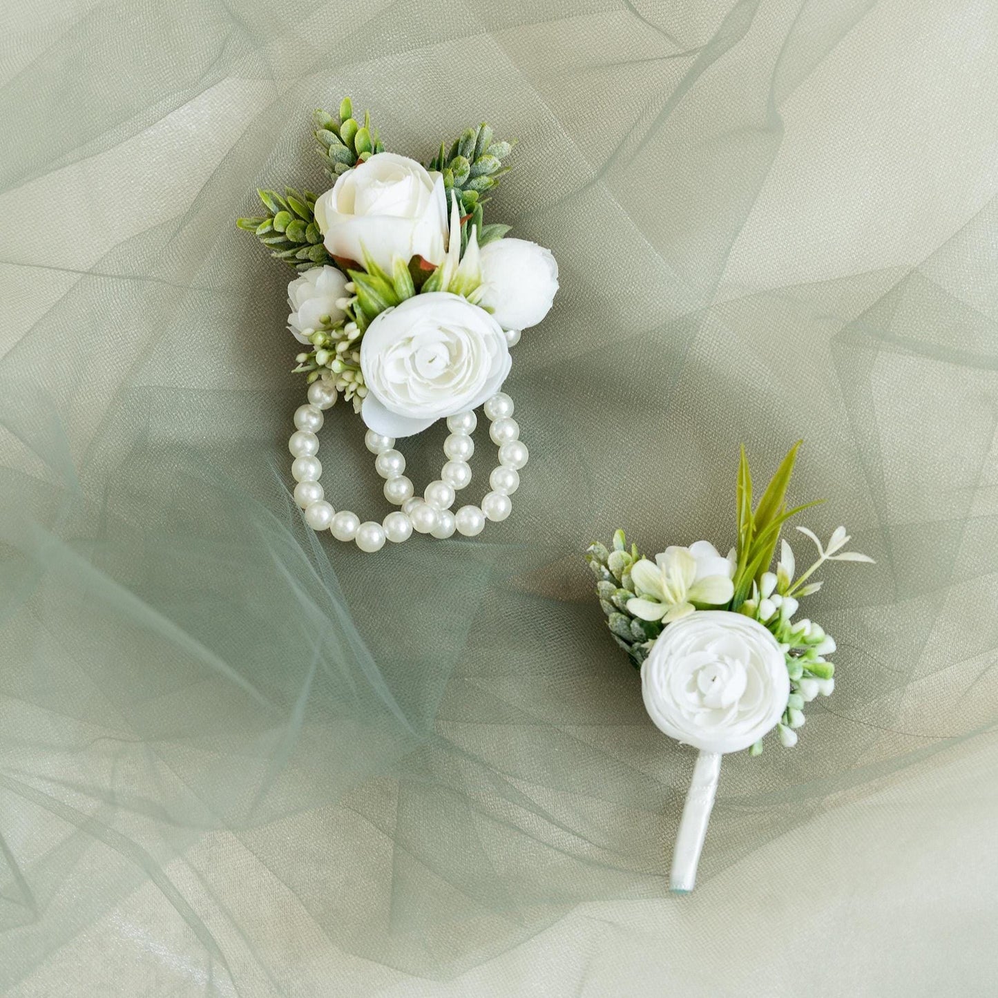 Rustic White Rose Pearl Bracelet Wrist Corsage Gift for Her Bridesmaid, Prom, Anniversary, Baby Shower, Bridal Accessories, Wedding Gift