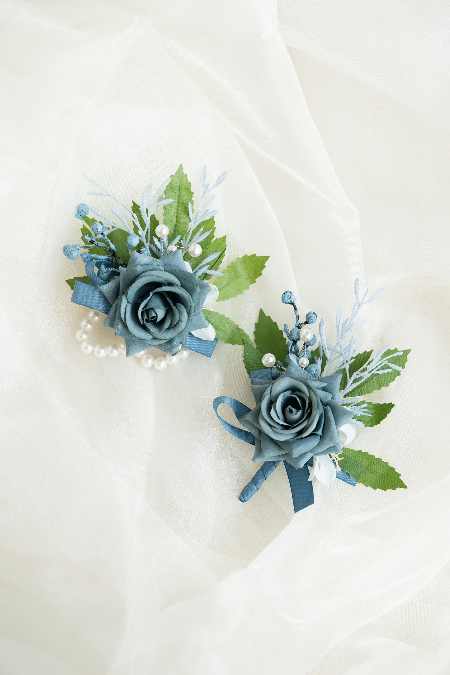 Dark Grey Blue Rose Pearl Bracelet Wrist Corsage Gift for Her Classic Wedding, Flower Girl, Bridesmaid, Prom Gift, Bridal Accessories Gift