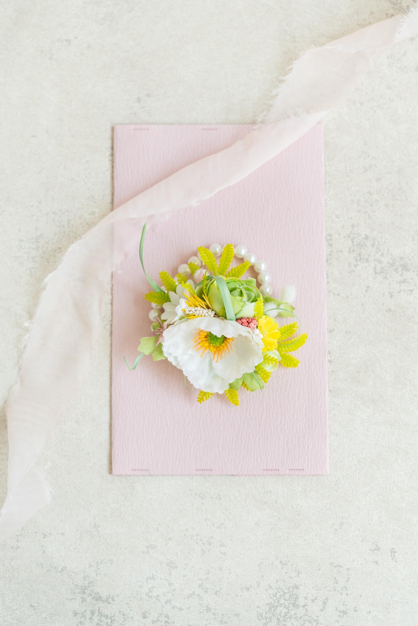 Rustic White Poppy Pearl Bracelet Wrist Corsage Gift for Prom, Church Wedding, Bridesmaid, Mom, Baby Shower, Anniversary, Bridal Accessories