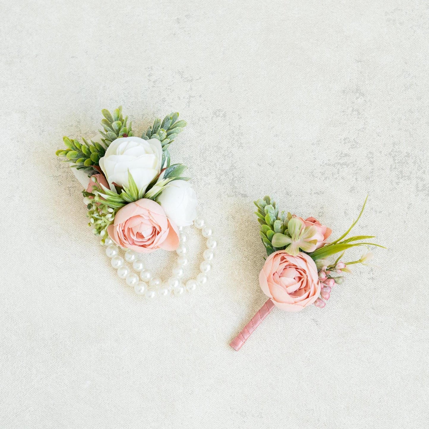 Dusty Rose Corsage for Romantic Wedding, Silk Ranunculus Pearl Bracelet Gift for Her, Flower Girl Corsage, Rustic Rose Prom Pin, Boutonniere